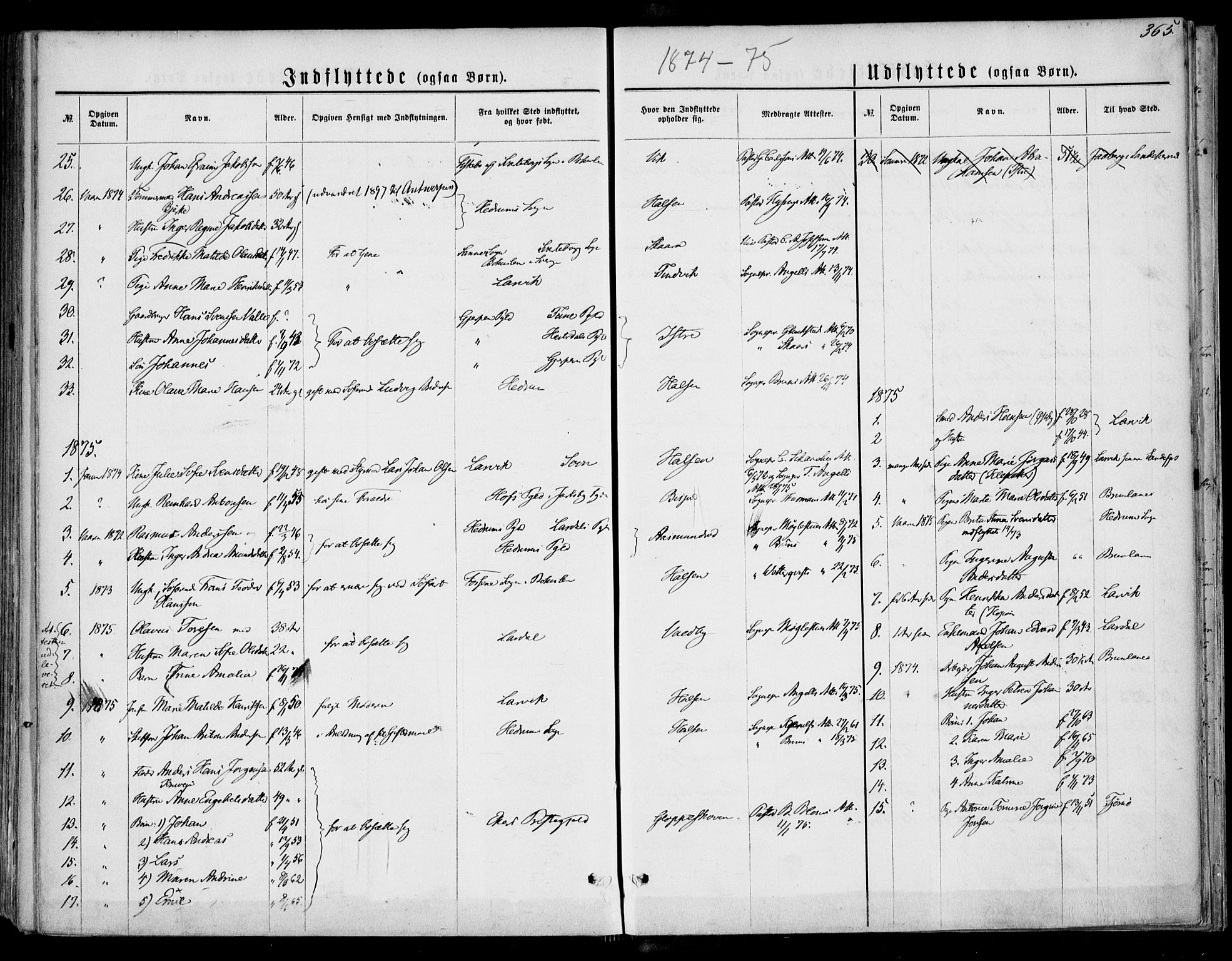 Tjølling kirkebøker, SAKO/A-60/F/Fa/L0007: Parish register (official) no. 7, 1860-1876, p. 365