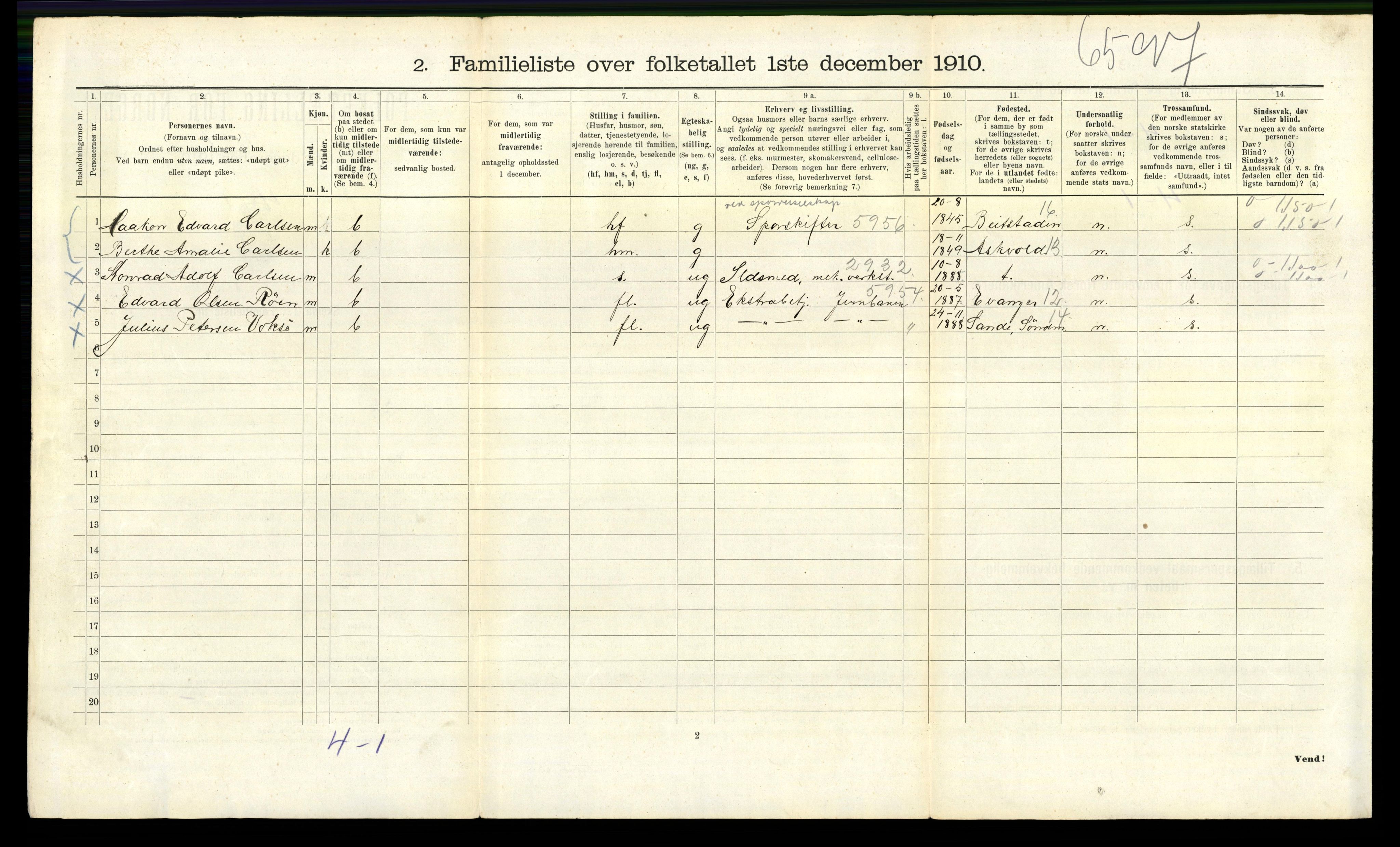 RA, 1910 census for Bergen, 1910, p. 7712