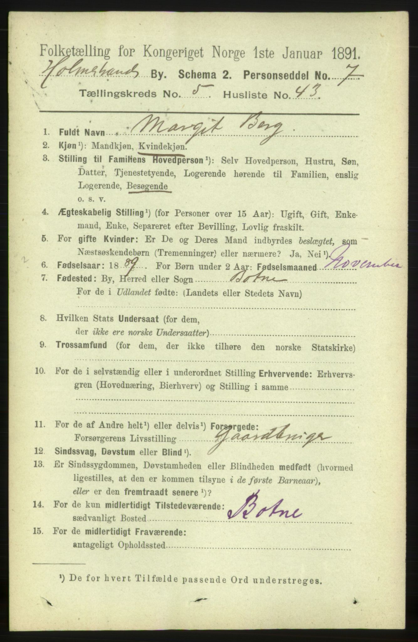 RA, 1891 census for 0702 Holmestrand, 1891, p. 2972