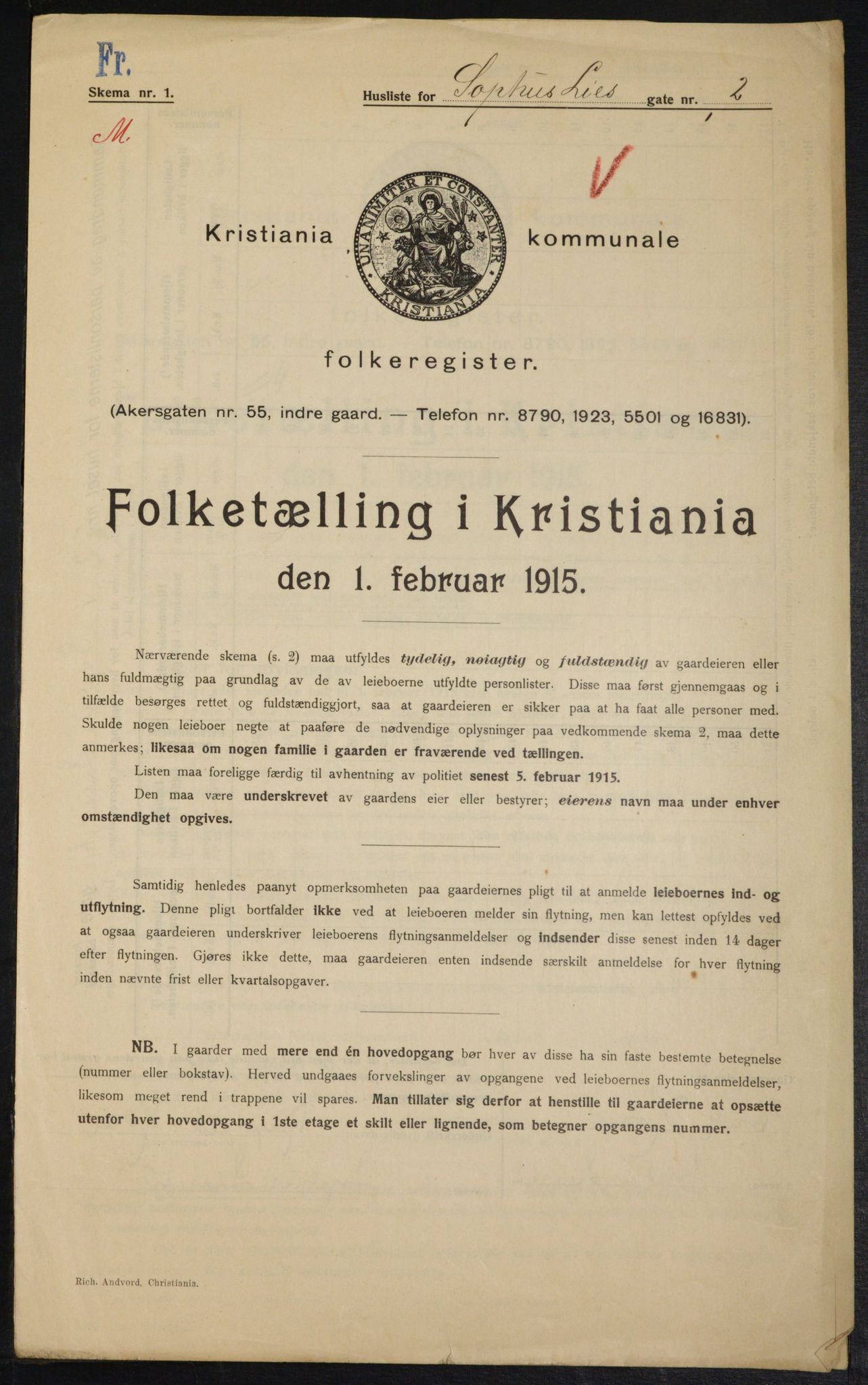 OBA, Municipal Census 1915 for Kristiania, 1915, p. 99608