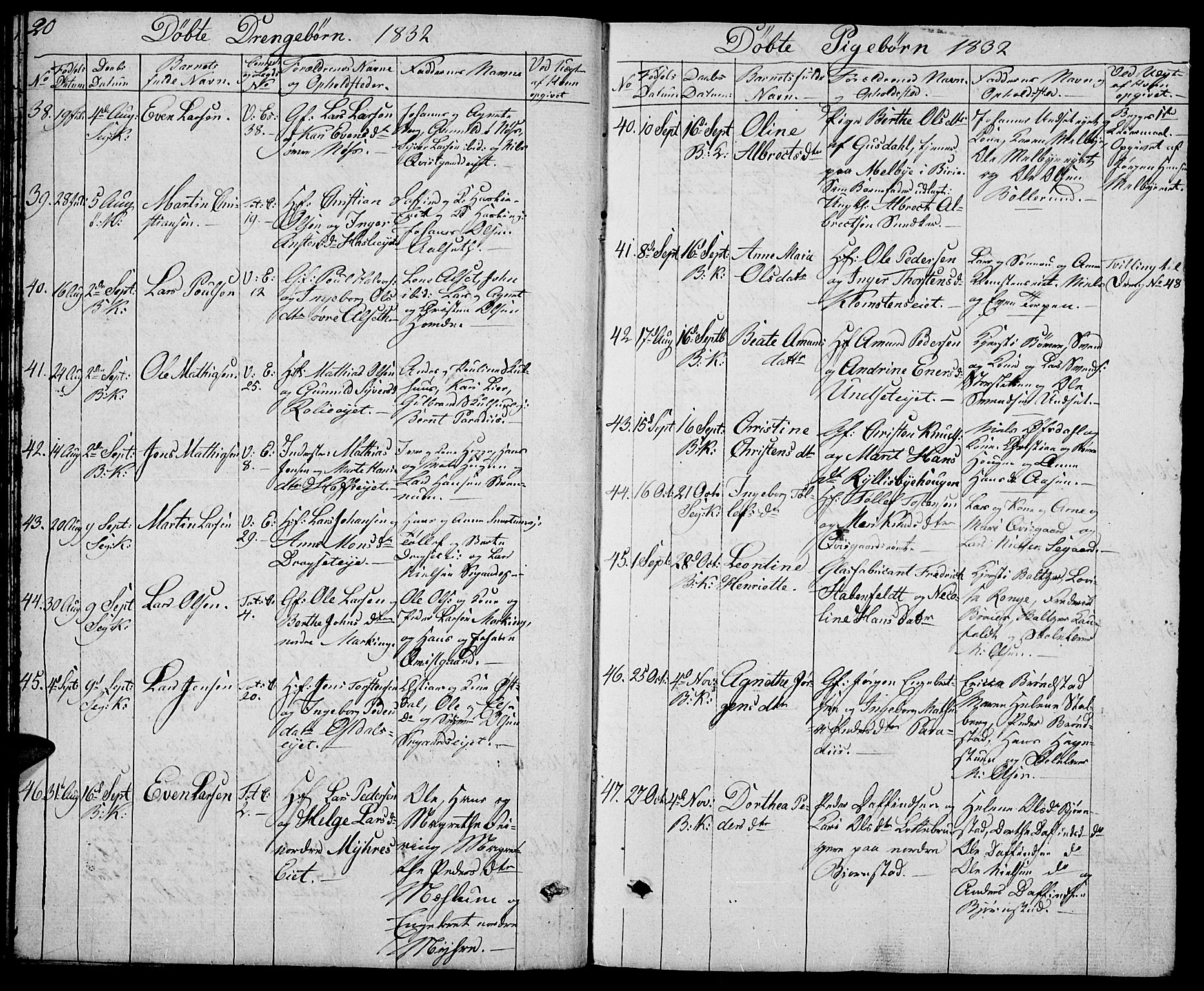 Biri prestekontor, AV/SAH-PREST-096/H/Ha/Hab/L0002: Parish register (copy) no. 2, 1828-1842, p. 20