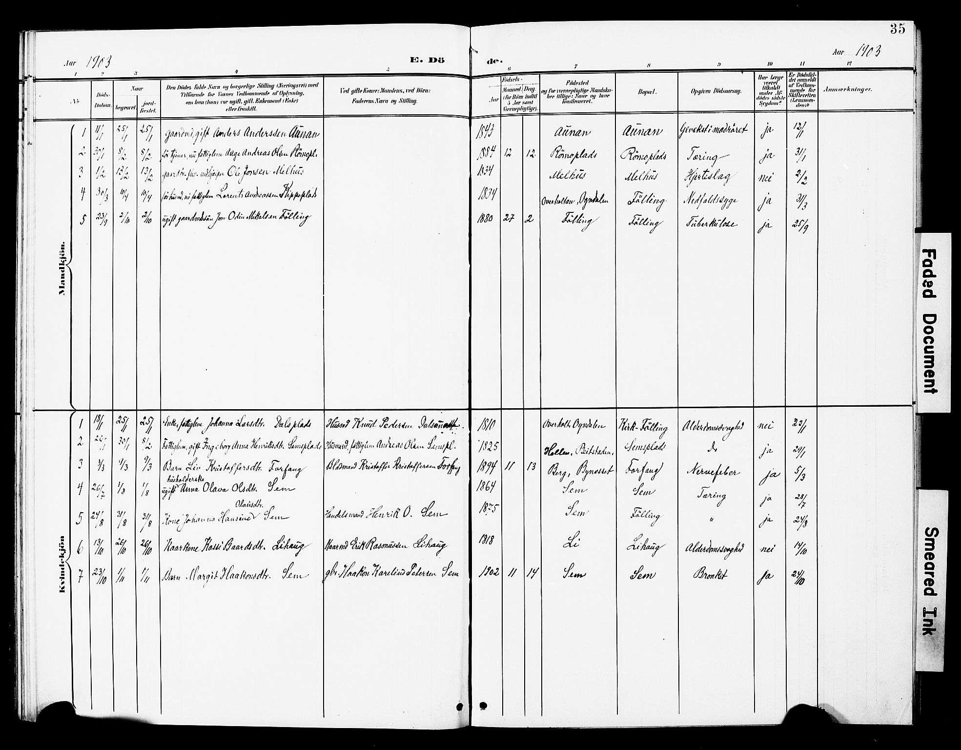Ministerialprotokoller, klokkerbøker og fødselsregistre - Nord-Trøndelag, SAT/A-1458/748/L0464: Parish register (official) no. 748A01, 1900-1908, p. 35