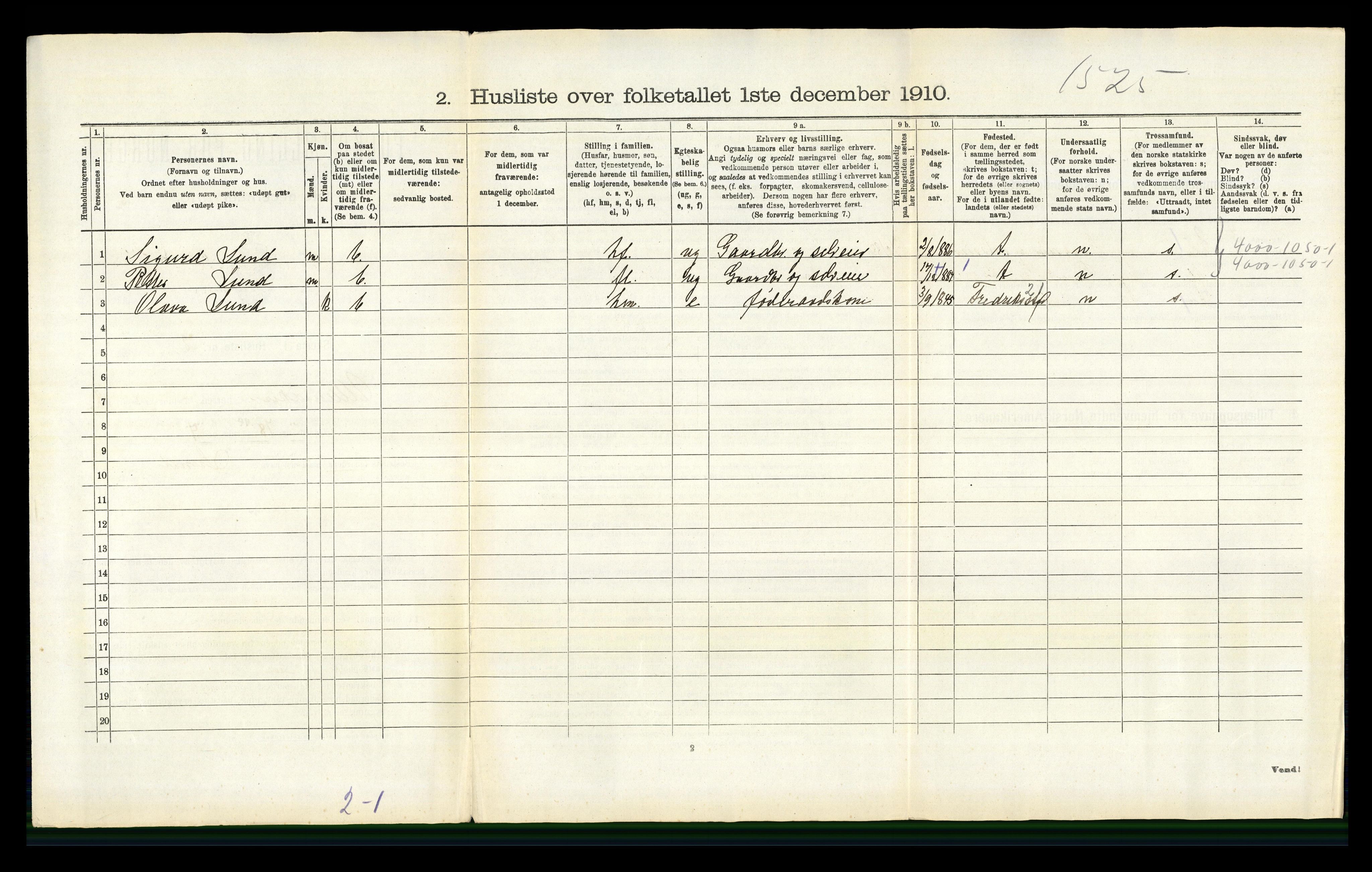 RA, 1910 census for Ullensaker, 1910, p. 612