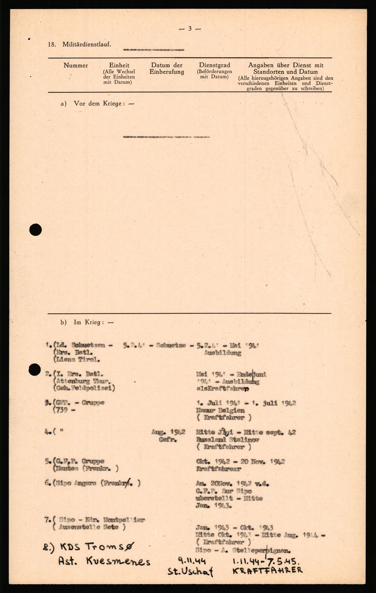 Forsvaret, Forsvarets overkommando II, AV/RA-RAFA-3915/D/Db/L0039: CI Questionaires. Tyske okkupasjonsstyrker i Norge. Østerrikere., 1945-1946, p. 463