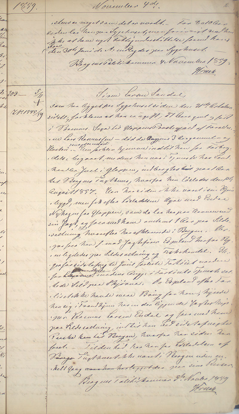 Bergen politikammer / politidistrikt, AV/SAB-A-60401/I/Ic, 1859-1863