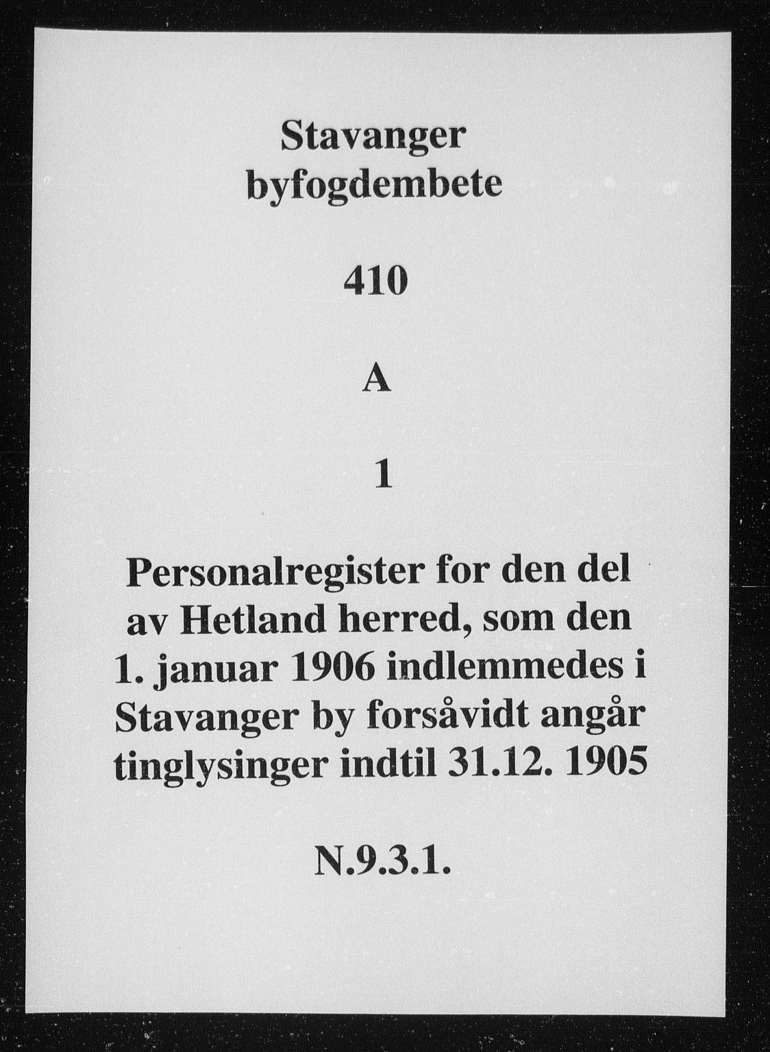 Stavanger skifteforvalter, SAST/A-101412/001/4/41/410A/L0001: Mortgage register no. A 1, 1905
