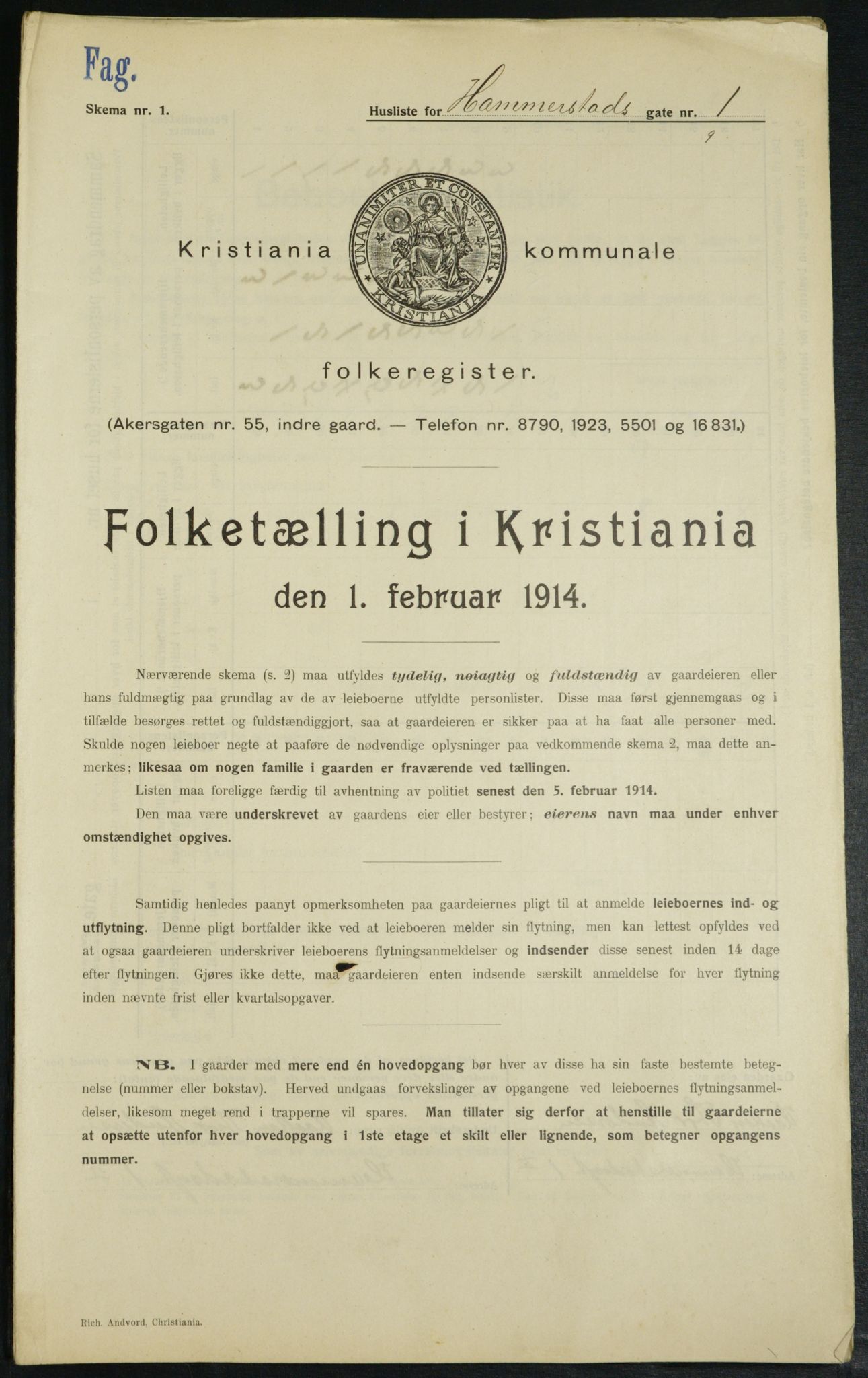 OBA, Municipal Census 1914 for Kristiania, 1914, p. 34590