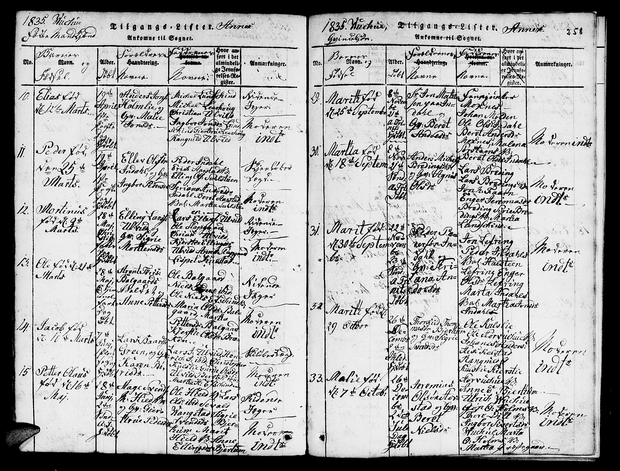 Ministerialprotokoller, klokkerbøker og fødselsregistre - Nord-Trøndelag, SAT/A-1458/724/L0265: Parish register (copy) no. 724C01, 1816-1845, p. 258