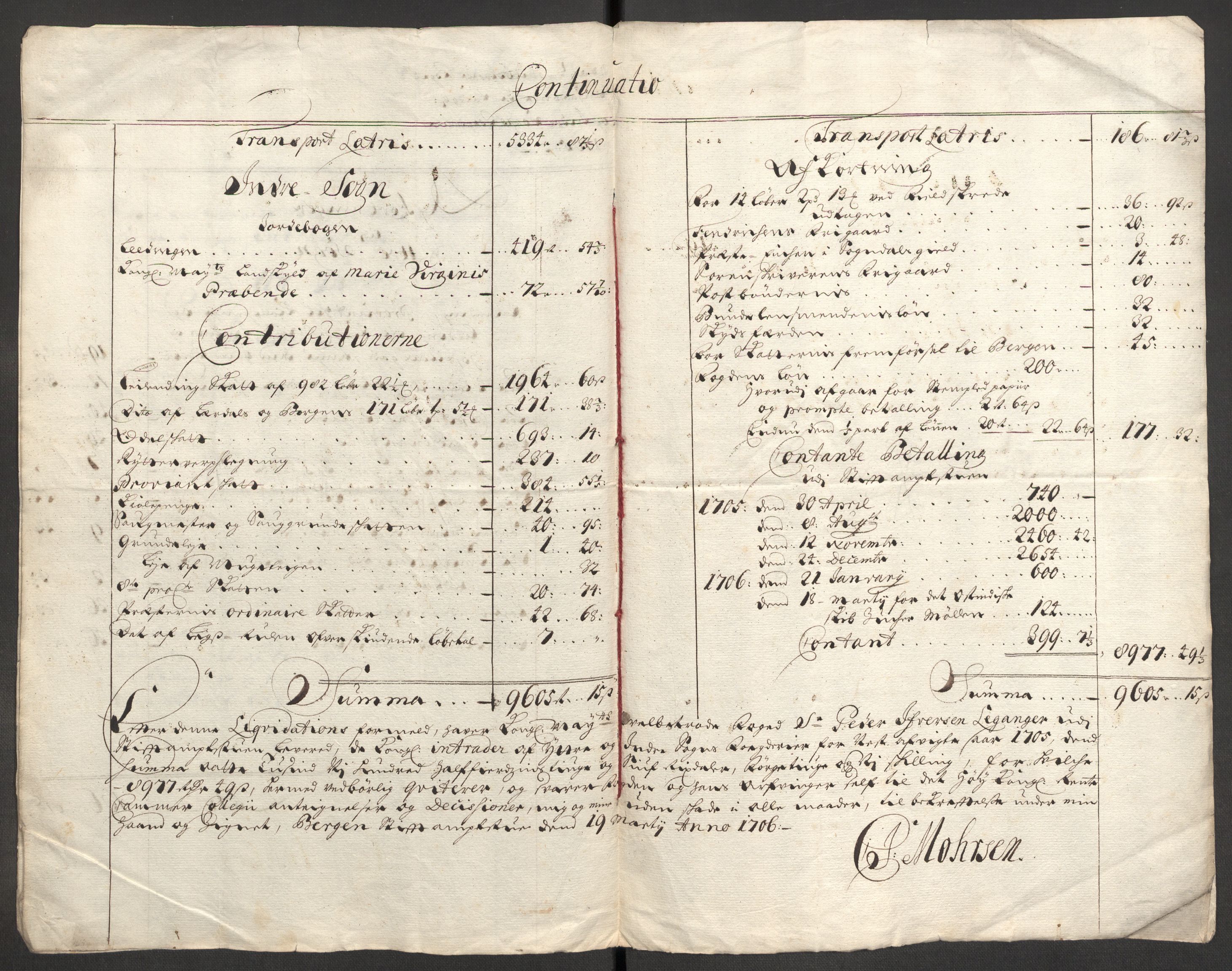 Rentekammeret inntil 1814, Reviderte regnskaper, Fogderegnskap, RA/EA-4092/R52/L3314: Fogderegnskap Sogn, 1705-1707, p. 186