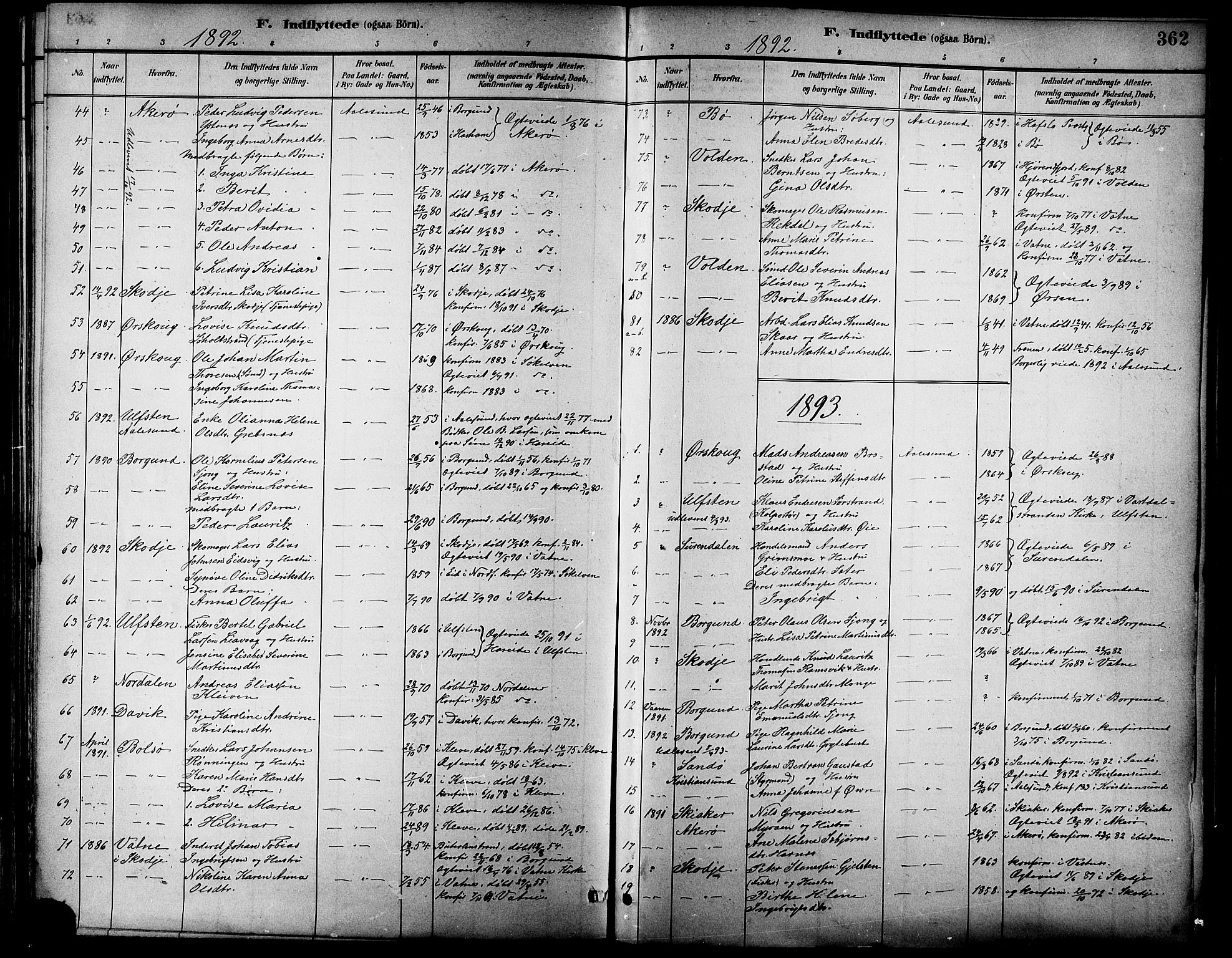 Ministerialprotokoller, klokkerbøker og fødselsregistre - Møre og Romsdal, AV/SAT-A-1454/529/L0455: Parish register (official) no. 529A05, 1885-1893, p. 362