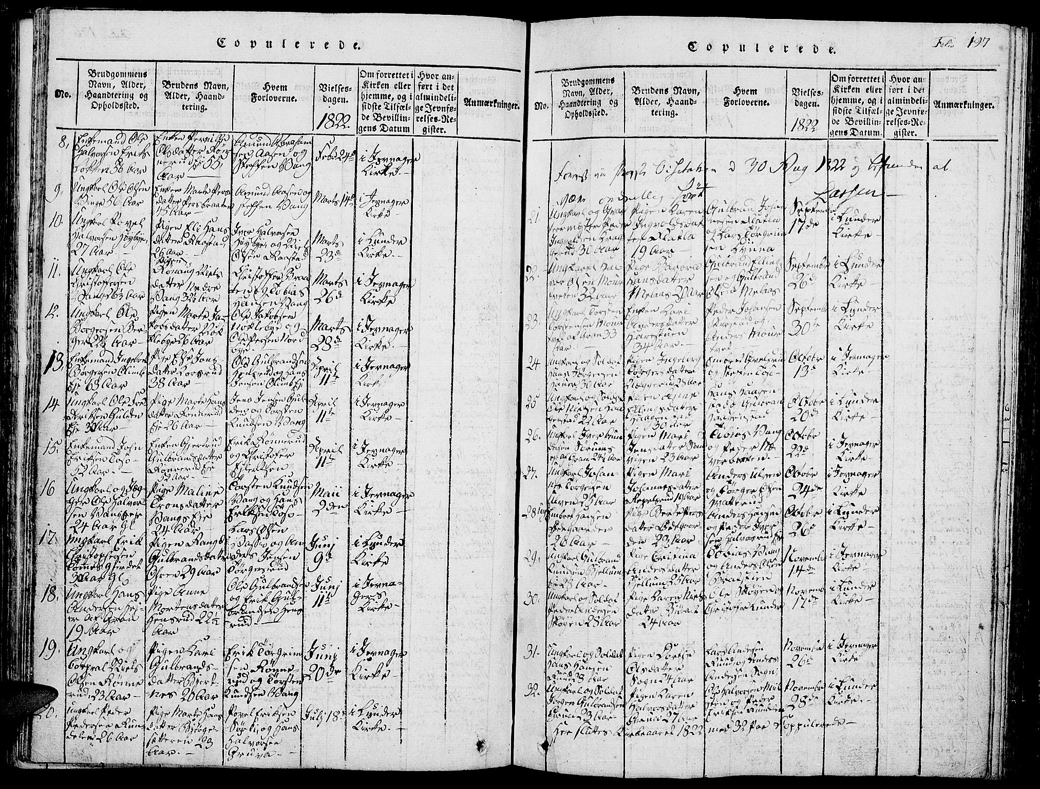Jevnaker prestekontor, SAH/PREST-116/H/Ha/Hab/L0001: Parish register (copy) no. 1, 1815-1837, p. 197