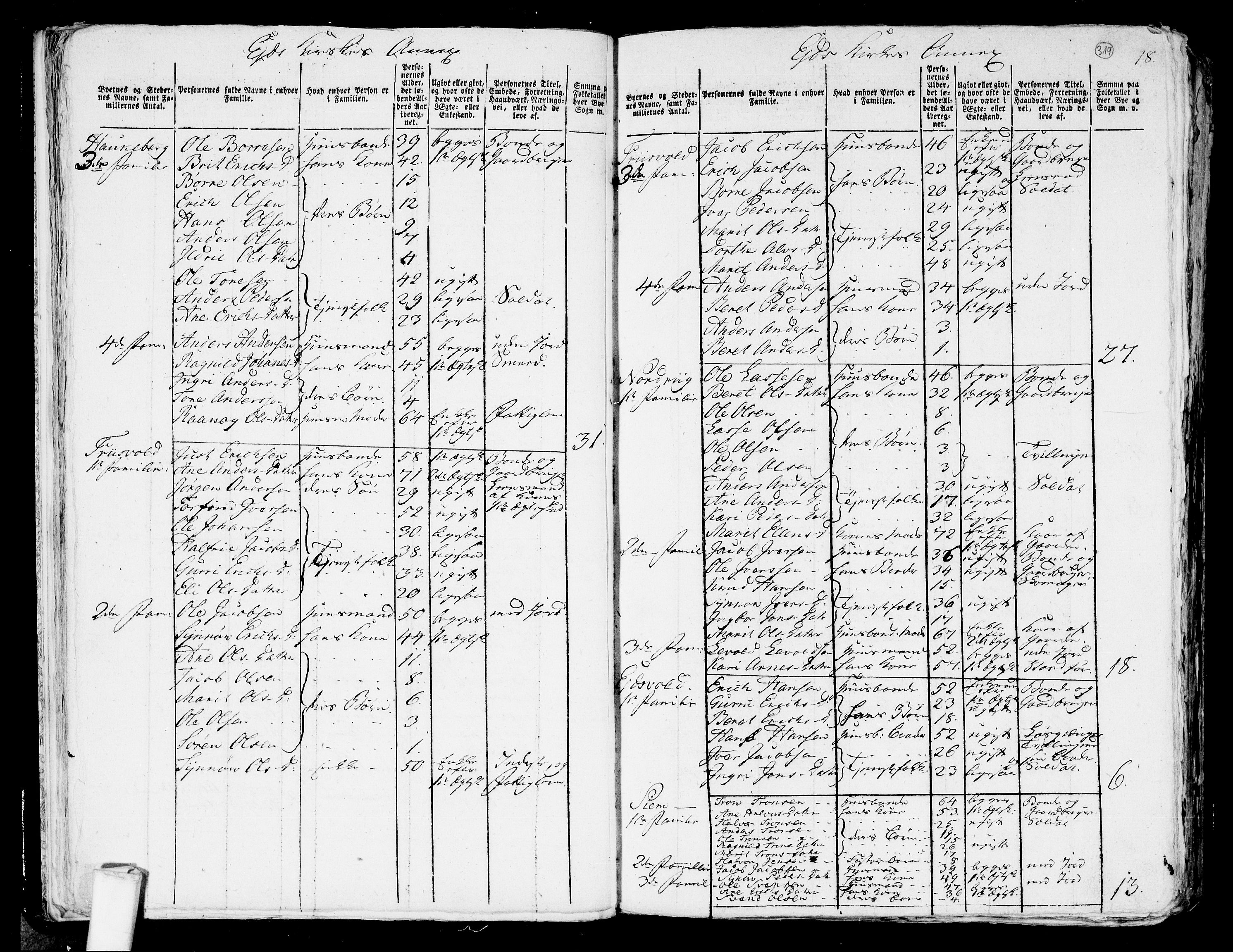 RA, 1801 census for 1539P Grytten, 1801, p. 318b-319a