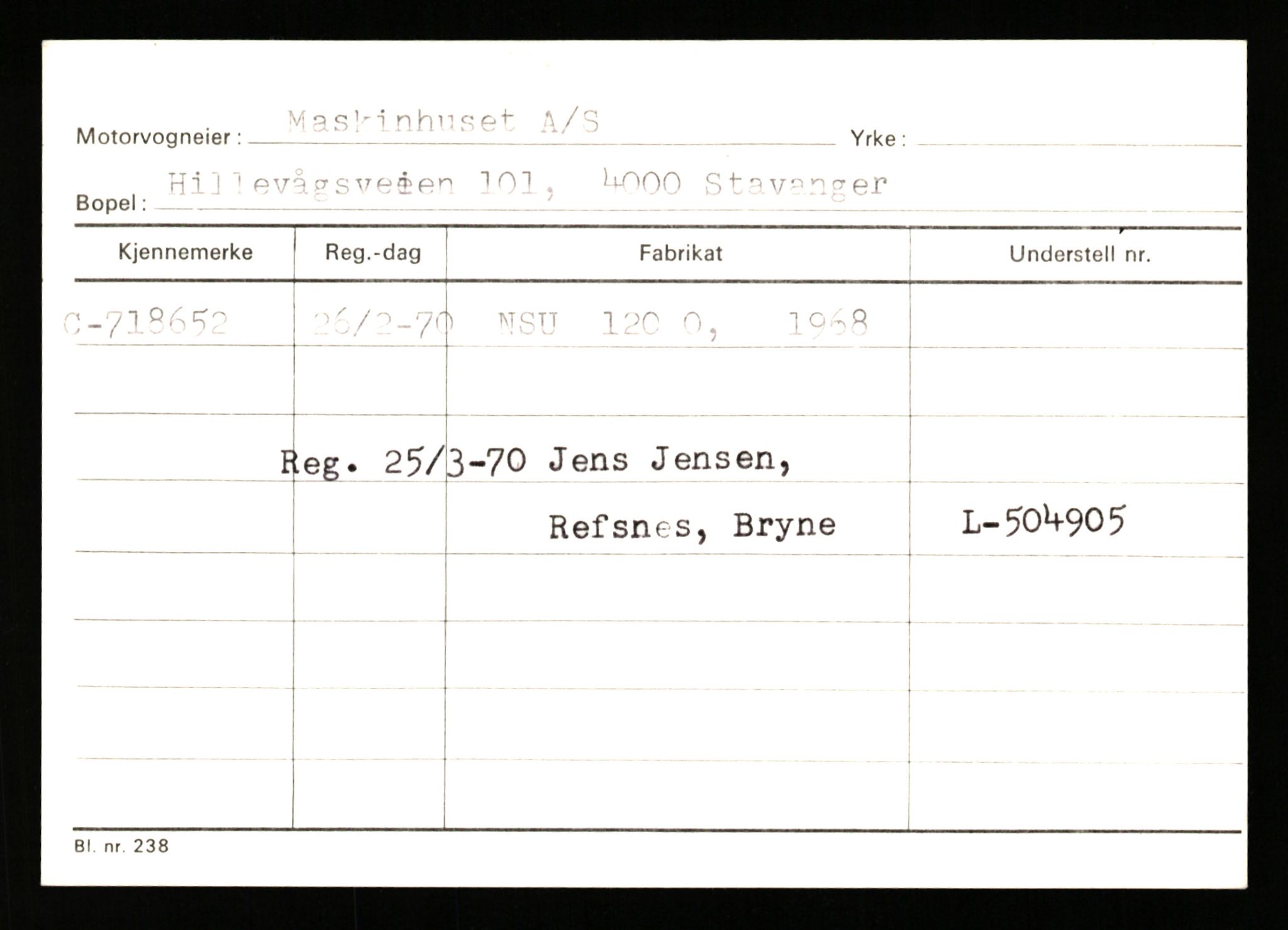 Stavanger trafikkstasjon, AV/SAST-A-101942/0/G/L0012: Registreringsnummer: 363571 - 800000, 1930-1971, p. 2670