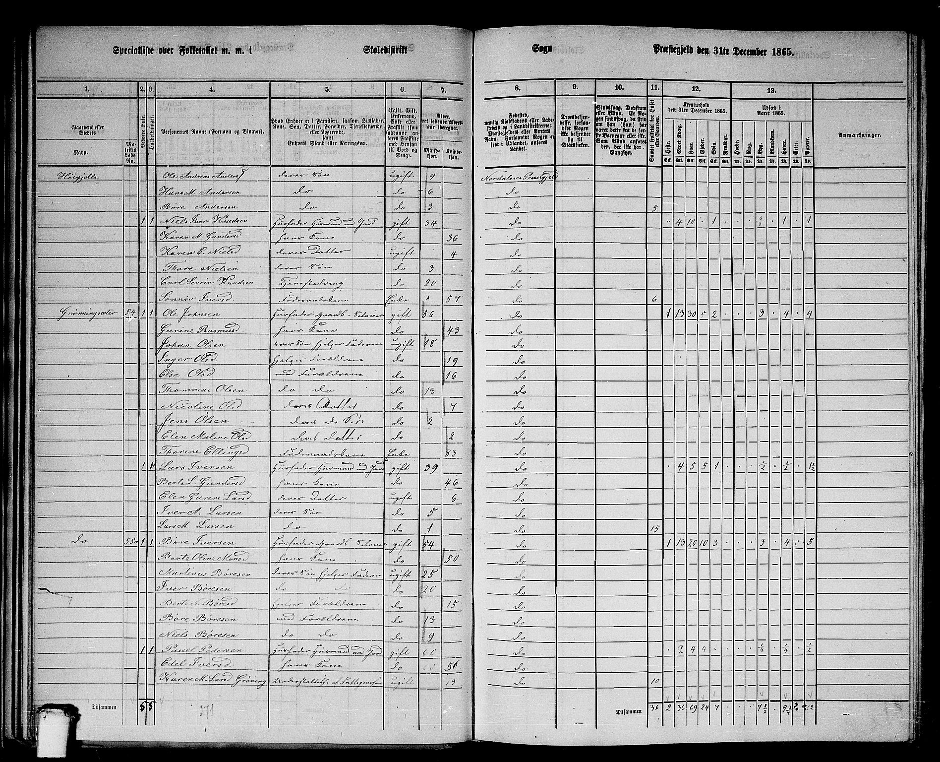 RA, 1865 census for Norddal, 1865, p. 37