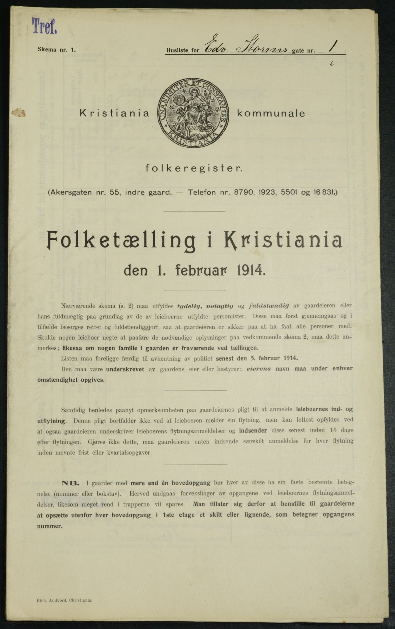 OBA, Municipal Census 1914 for Kristiania, 1914, p. 18864