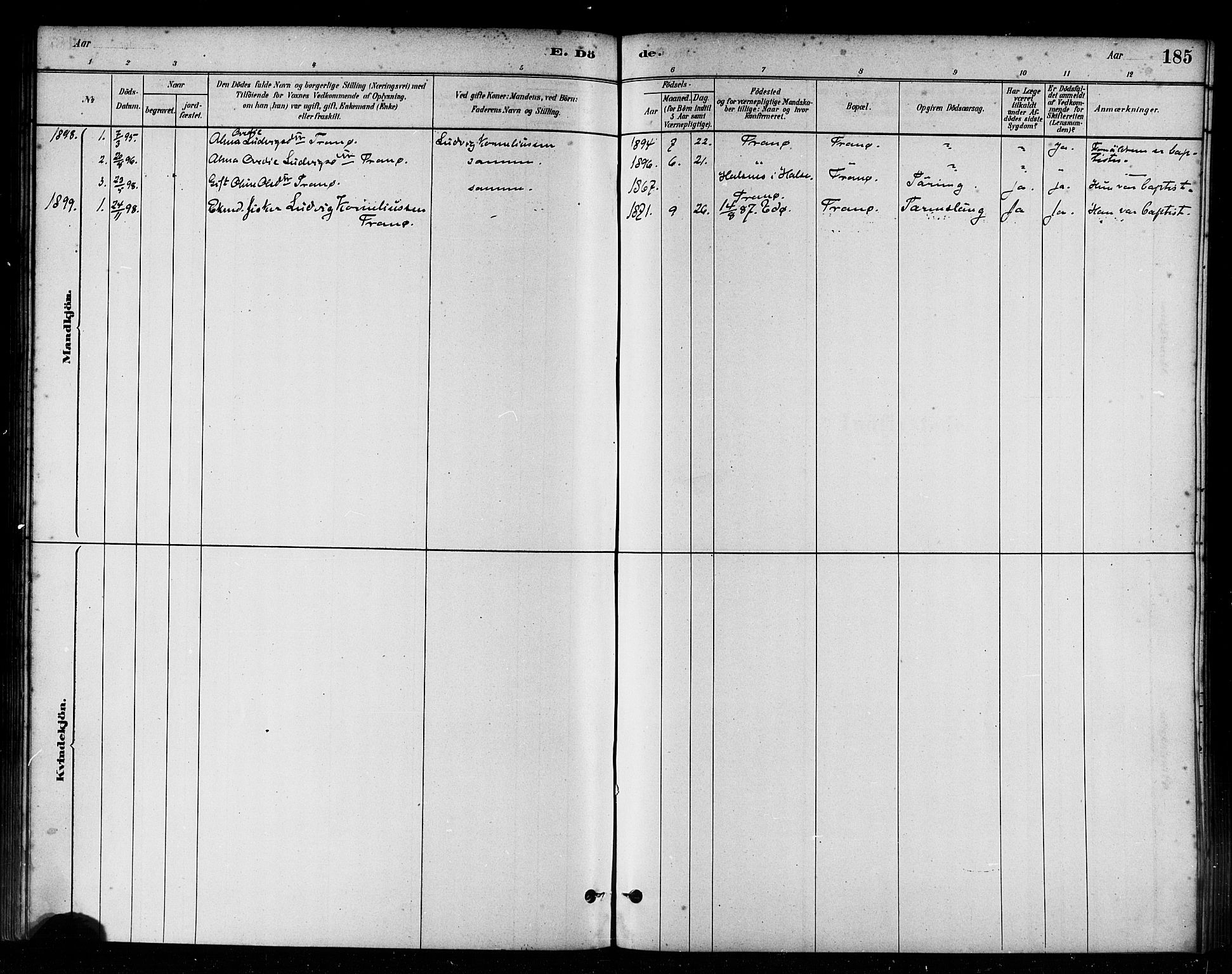 Ministerialprotokoller, klokkerbøker og fødselsregistre - Møre og Romsdal, SAT/A-1454/582/L0947: Parish register (official) no. 582A01, 1880-1900, p. 185