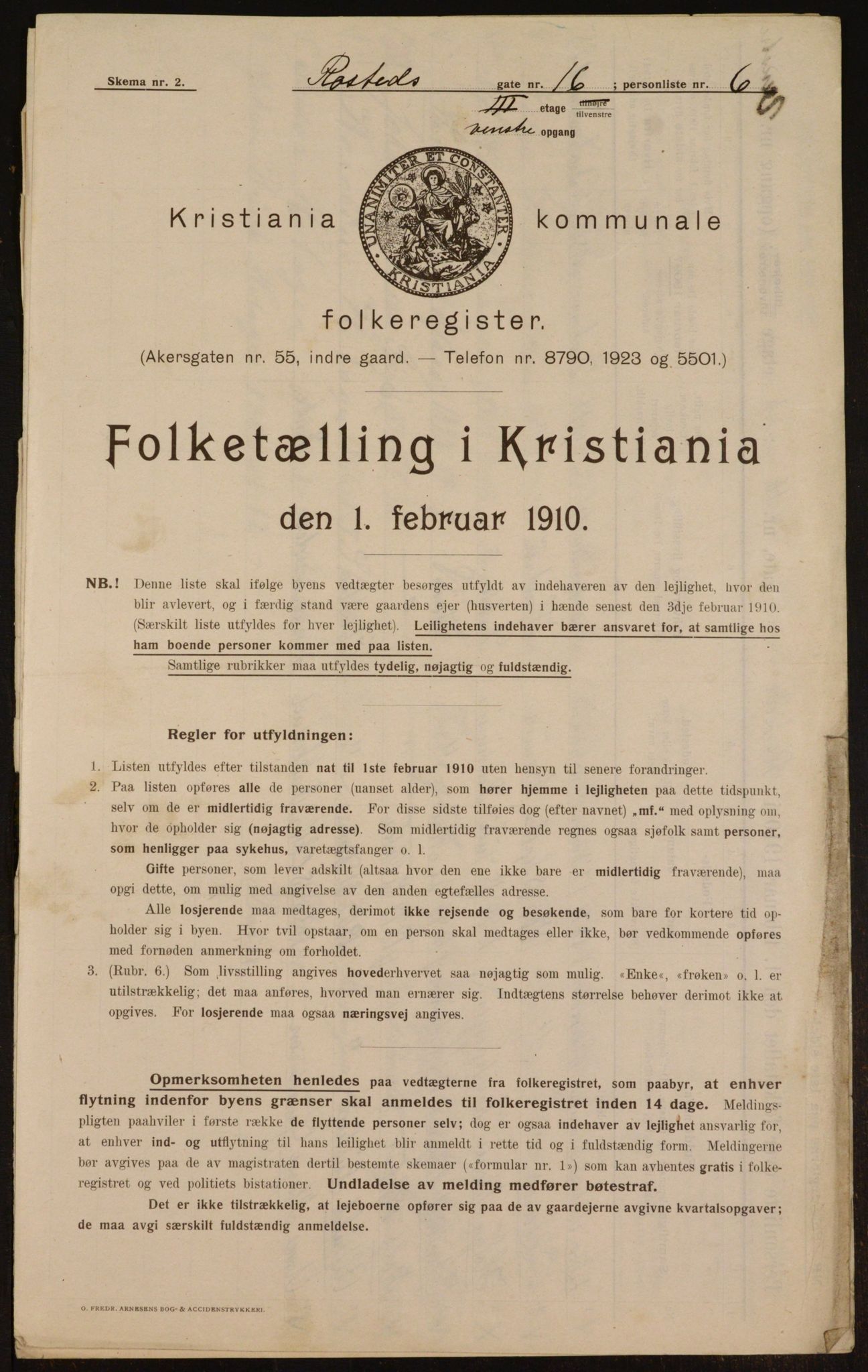 OBA, Municipal Census 1910 for Kristiania, 1910, p. 80864