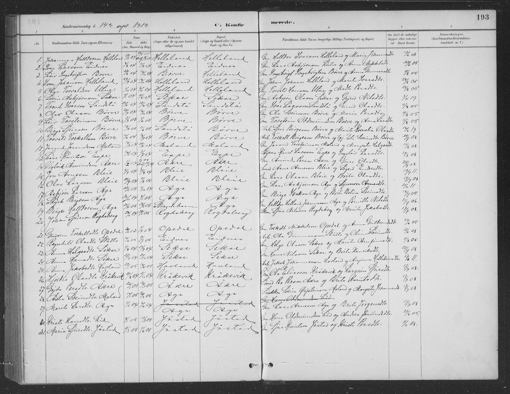 Ullensvang sokneprestembete, SAB/A-78701/H/Hab: Parish register (copy) no. B 11, 1887-1939, p. 193