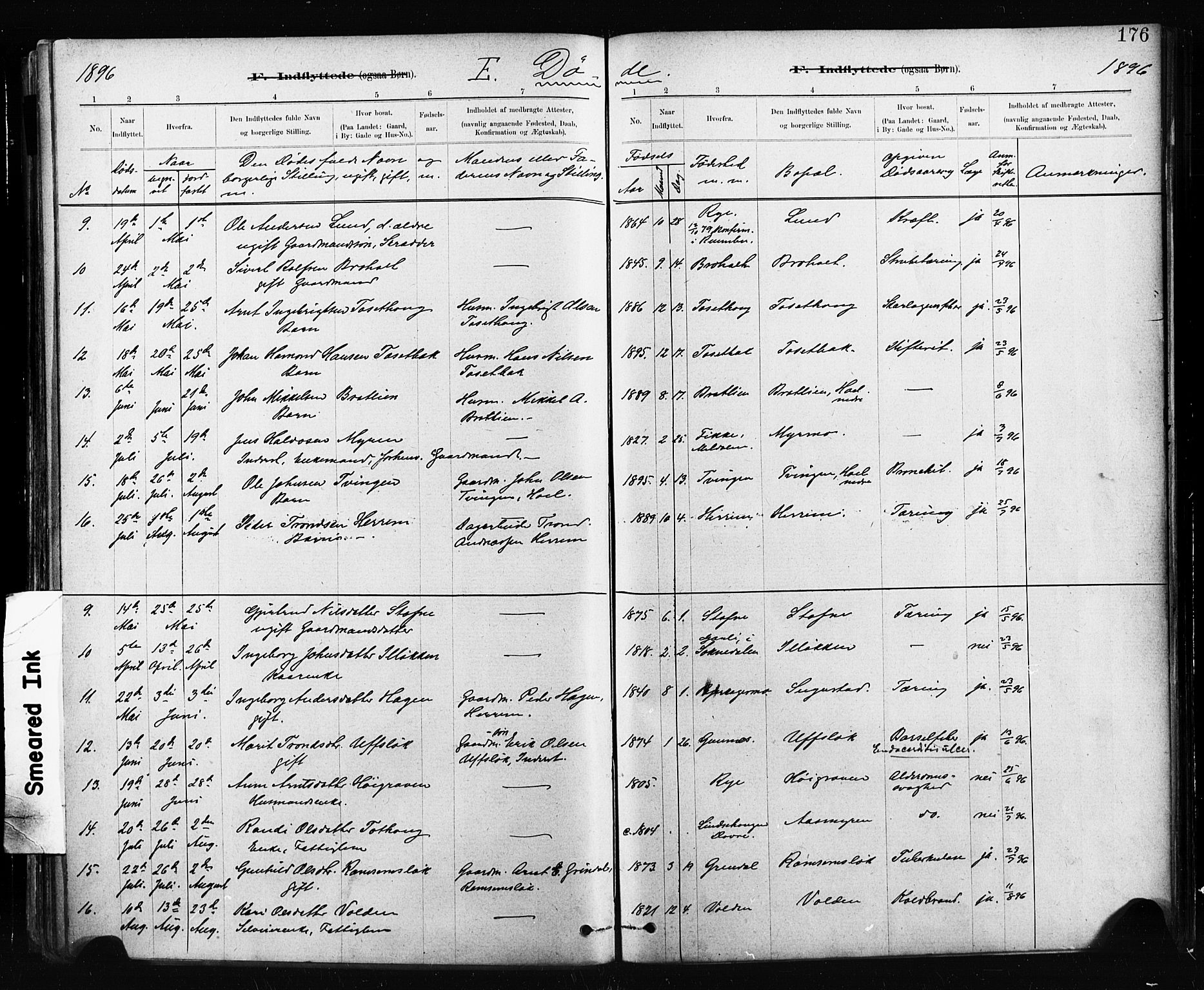 Ministerialprotokoller, klokkerbøker og fødselsregistre - Sør-Trøndelag, SAT/A-1456/674/L0871: Parish register (official) no. 674A03, 1880-1896, p. 176