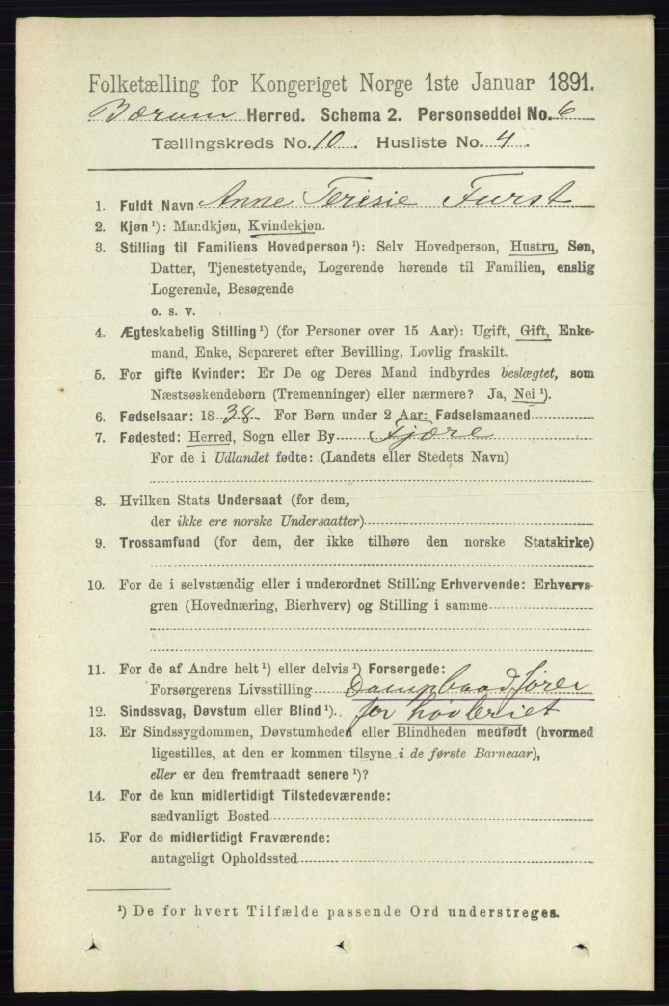 RA, 1891 census for 0219 Bærum, 1891, p. 6386