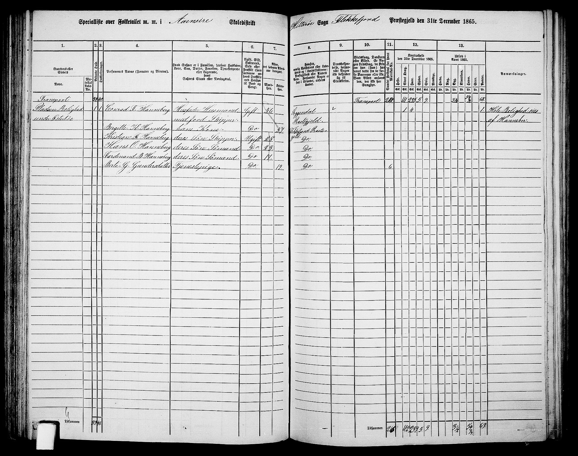 RA, 1865 census for Flekkefjord/Nes og Hidra, 1865, p. 86