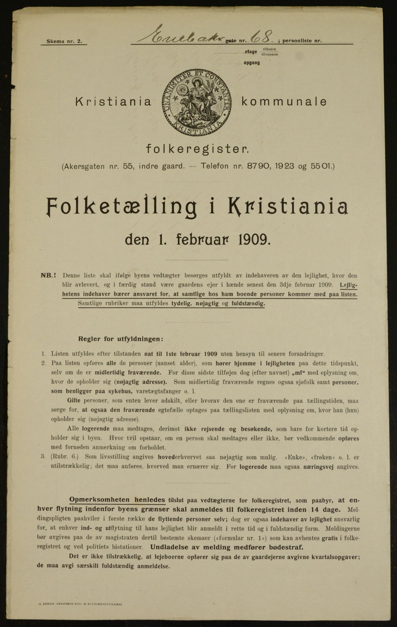 OBA, Municipal Census 1909 for Kristiania, 1909, p. 19404