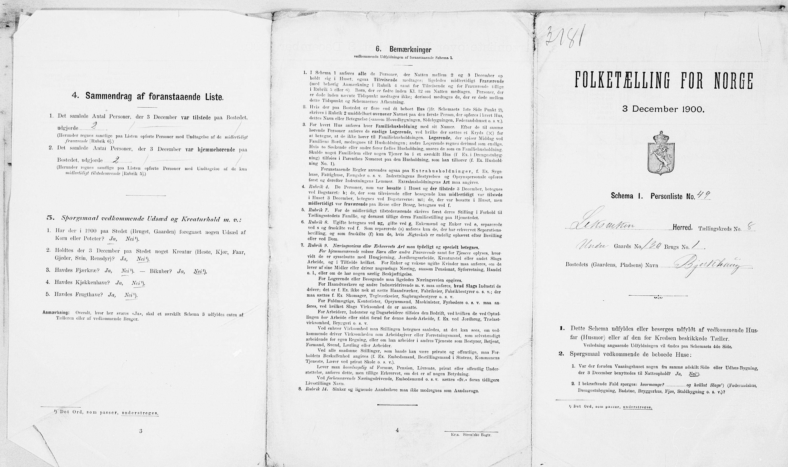 SAT, 1900 census for Leksvik, 1900, p. 1001