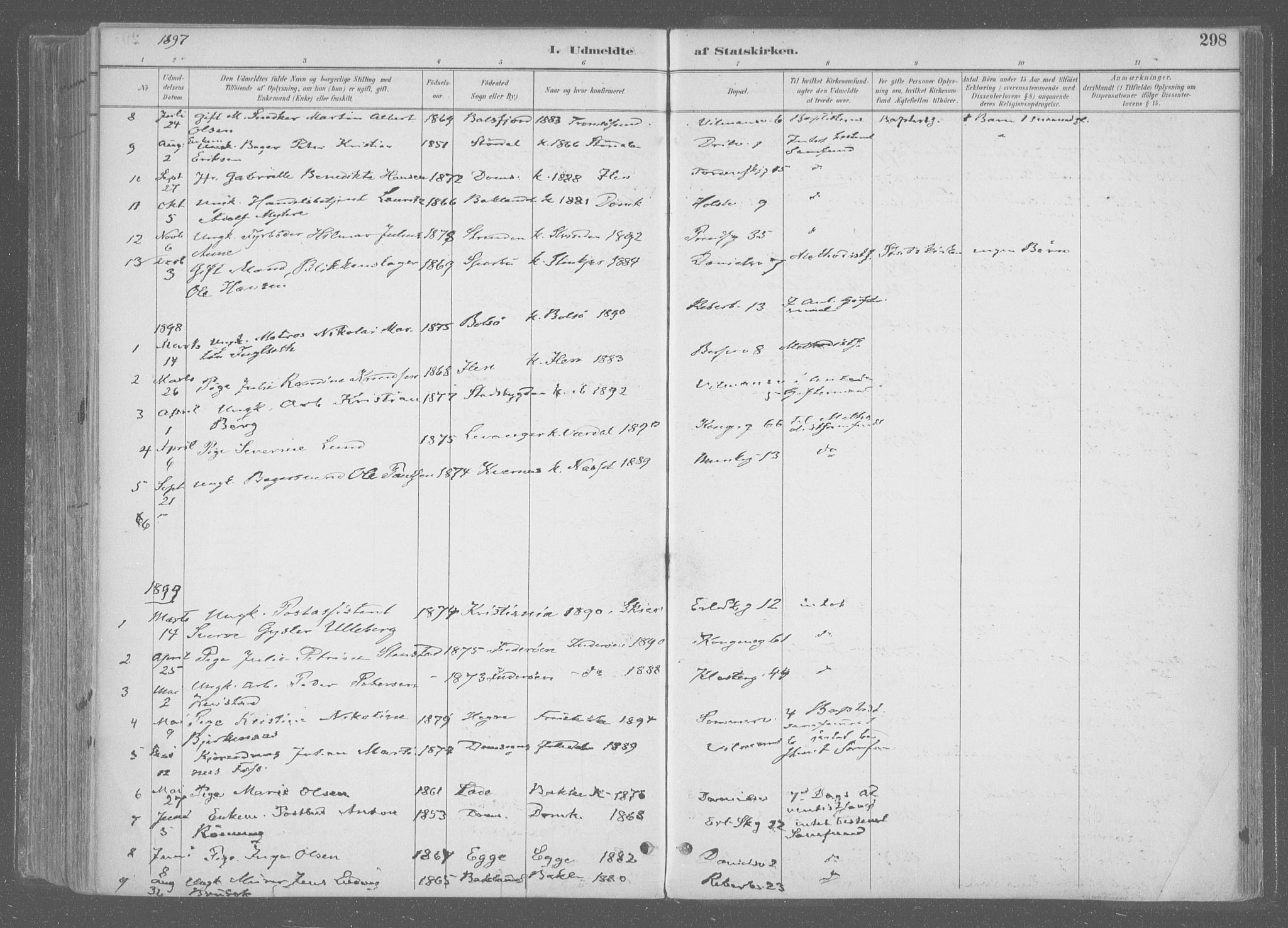 Ministerialprotokoller, klokkerbøker og fødselsregistre - Sør-Trøndelag, SAT/A-1456/601/L0064: Parish register (official) no. 601A31, 1891-1911, p. 298
