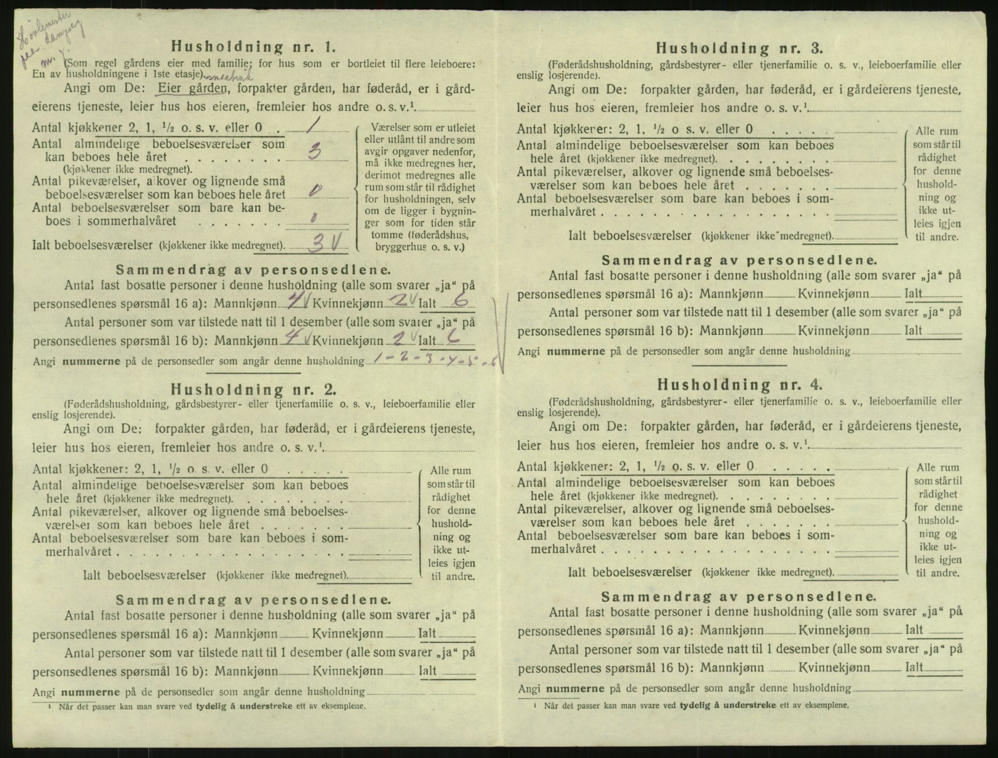 SAK, 1920 census for Hornnes, 1920, p. 60