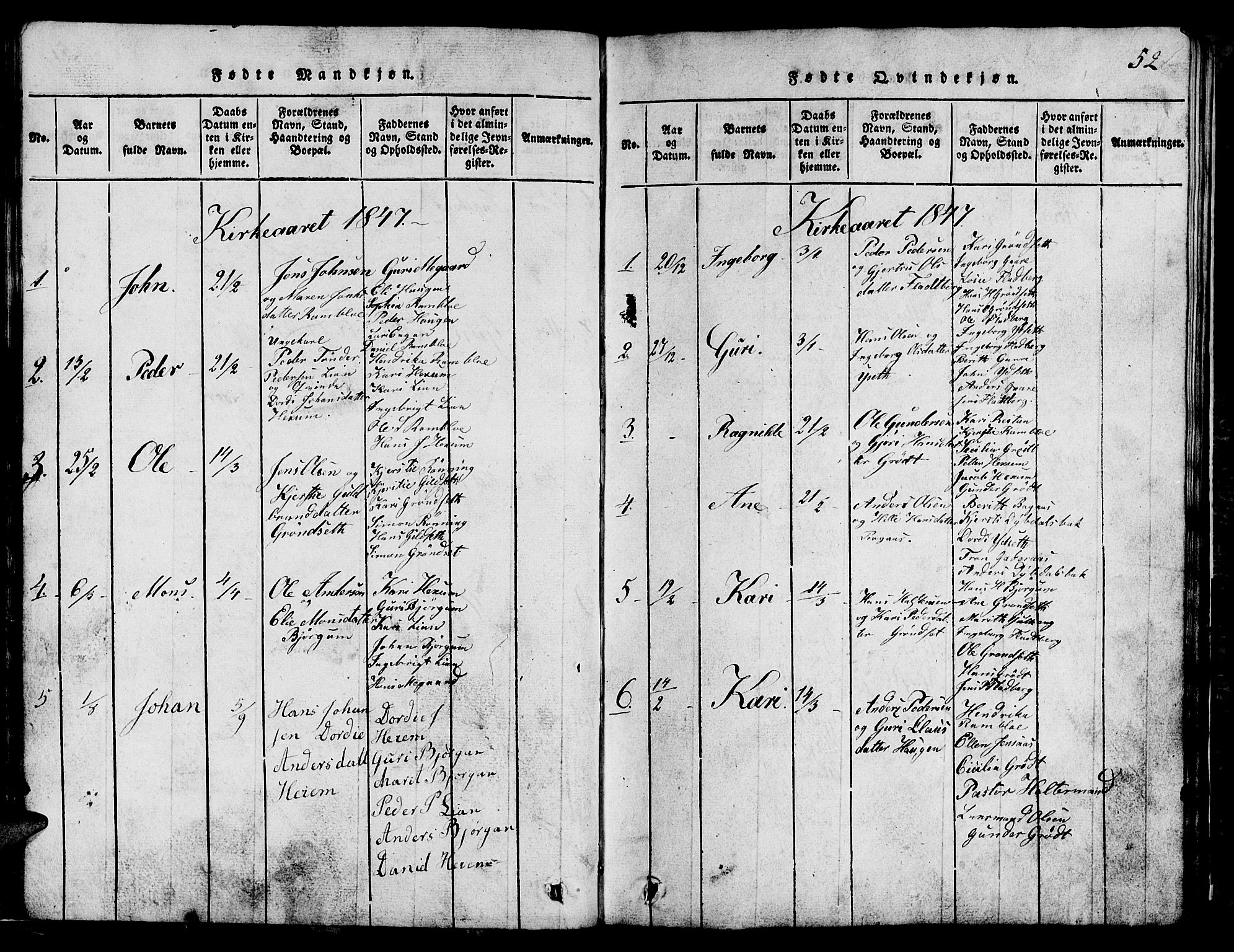 Ministerialprotokoller, klokkerbøker og fødselsregistre - Sør-Trøndelag, SAT/A-1456/685/L0976: Parish register (copy) no. 685C01, 1817-1878, p. 52