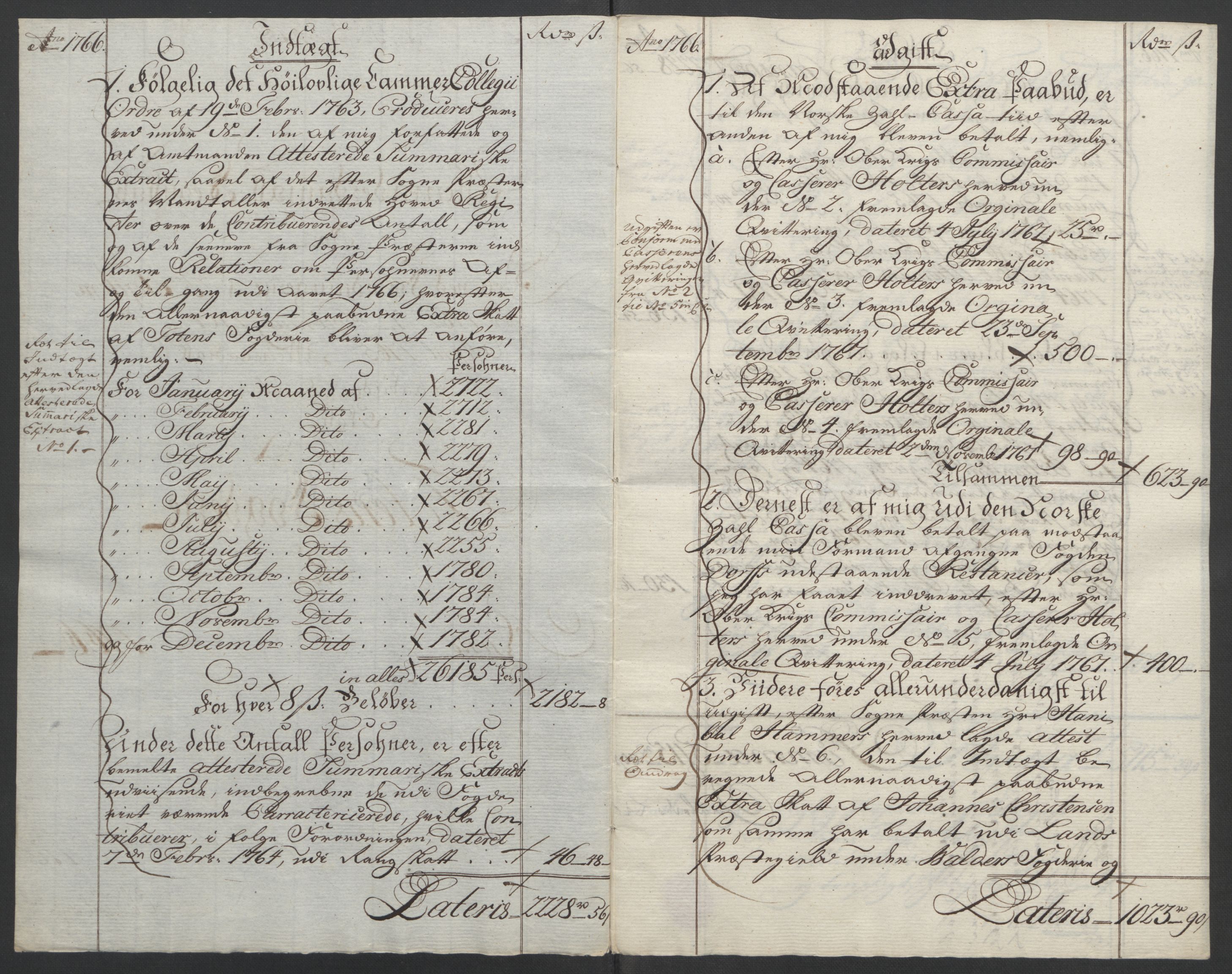 Rentekammeret inntil 1814, Reviderte regnskaper, Fogderegnskap, RA/EA-4092/R19/L1399: Fogderegnskap Toten, Hadeland og Vardal, 1762-1783, p. 109