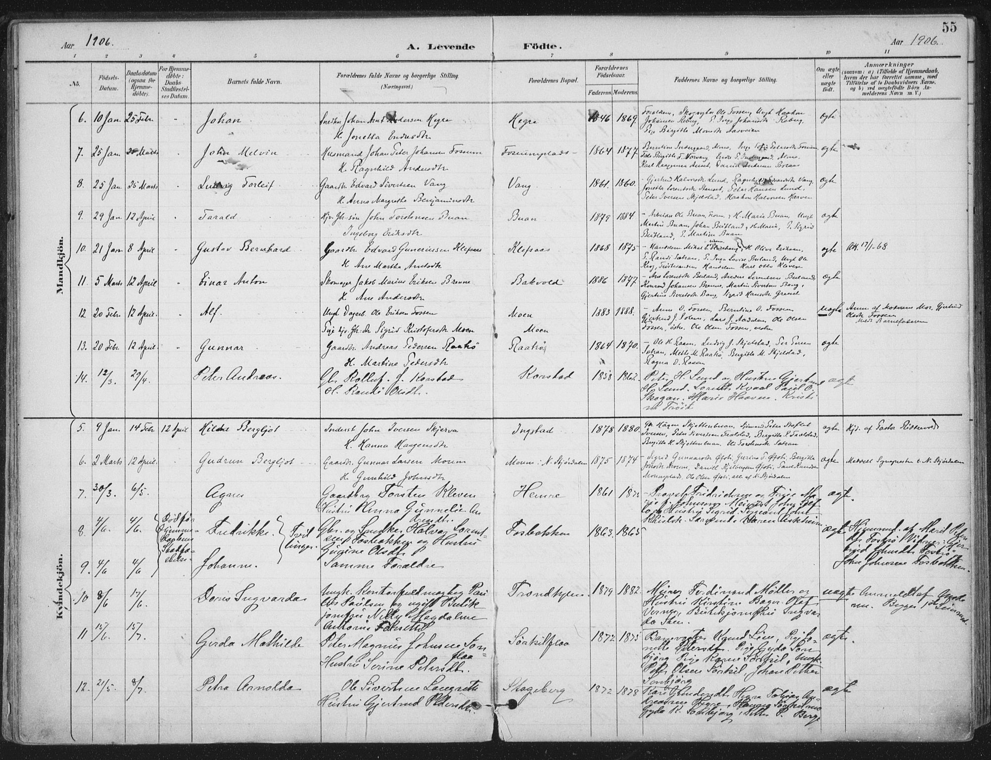 Ministerialprotokoller, klokkerbøker og fødselsregistre - Nord-Trøndelag, SAT/A-1458/703/L0031: Parish register (official) no. 703A04, 1893-1914, p. 55