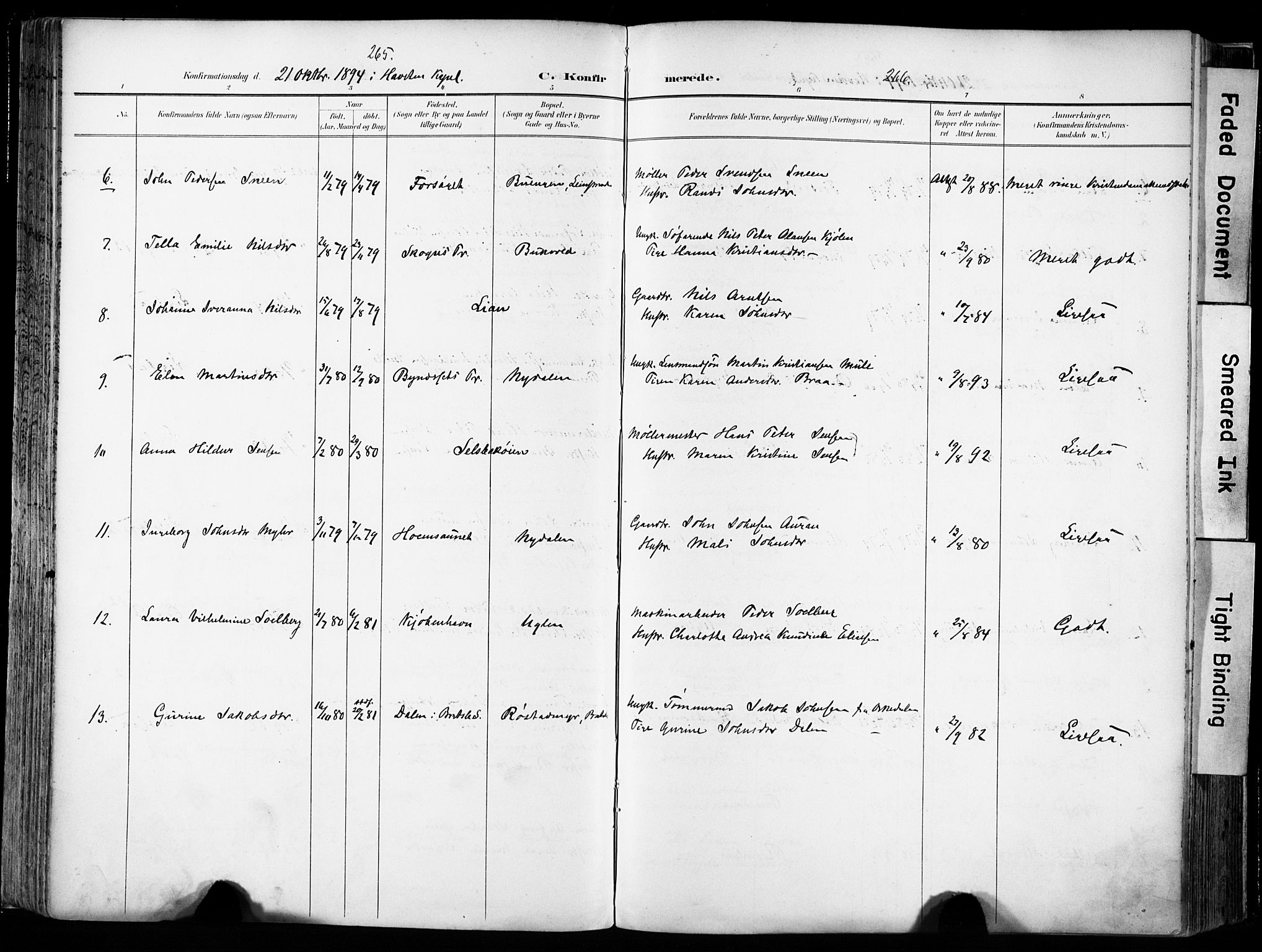 Ministerialprotokoller, klokkerbøker og fødselsregistre - Sør-Trøndelag, SAT/A-1456/606/L0301: Parish register (official) no. 606A16, 1894-1907, p. 265-266