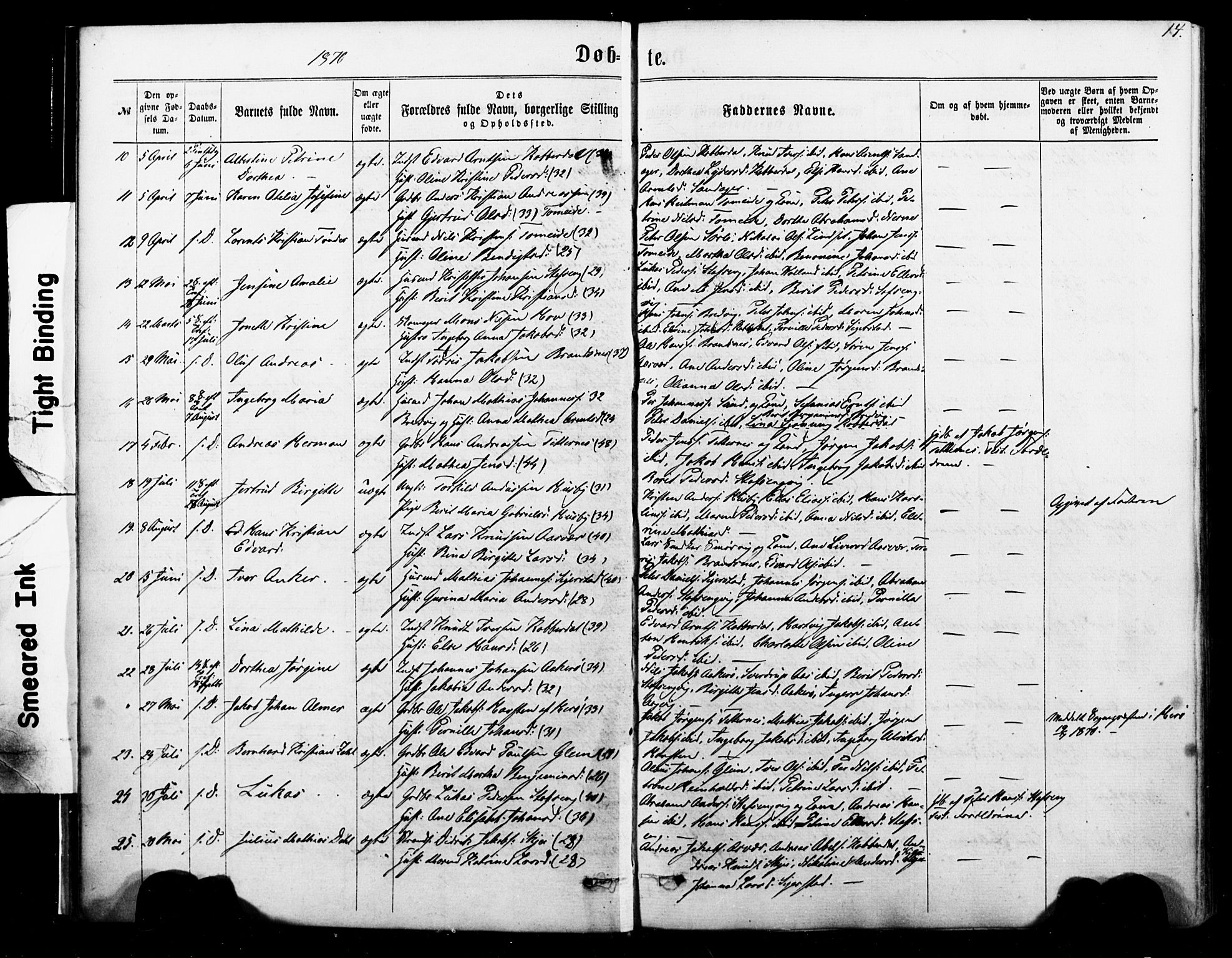 Ministerialprotokoller, klokkerbøker og fødselsregistre - Nordland, SAT/A-1459/835/L0524: Parish register (official) no. 835A02, 1865-1880, p. 14