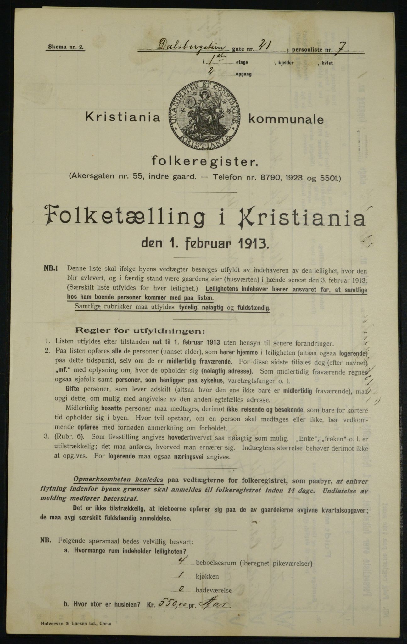 OBA, Municipal Census 1913 for Kristiania, 1913, p. 14405