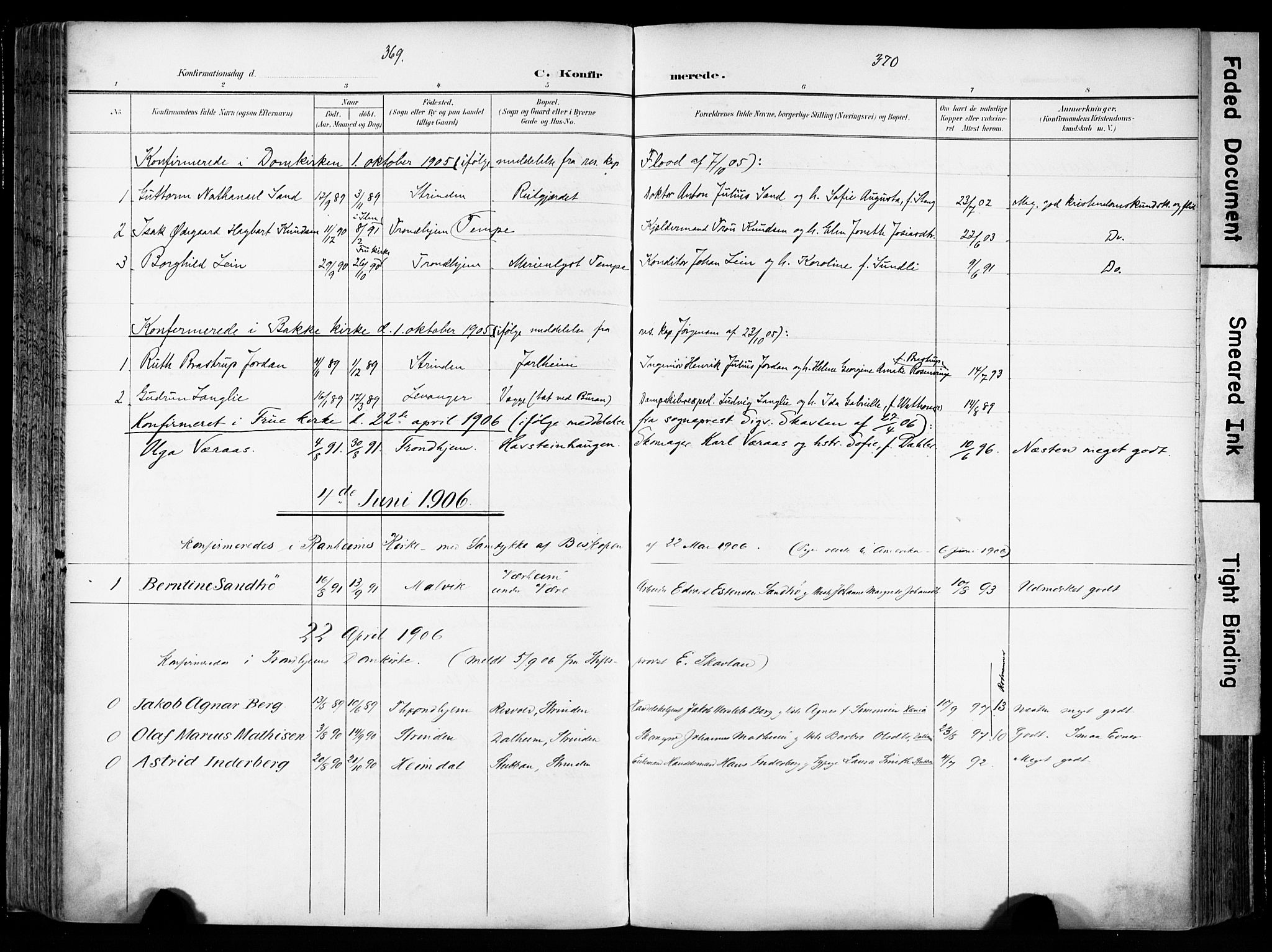 Ministerialprotokoller, klokkerbøker og fødselsregistre - Sør-Trøndelag, SAT/A-1456/606/L0301: Parish register (official) no. 606A16, 1894-1907, p. 369-370