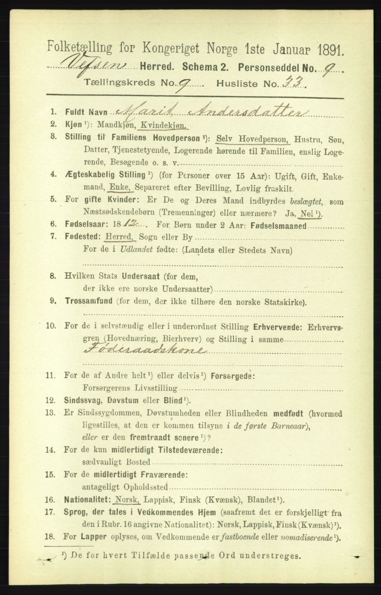 RA, 1891 census for 1824 Vefsn, 1891, p. 4902