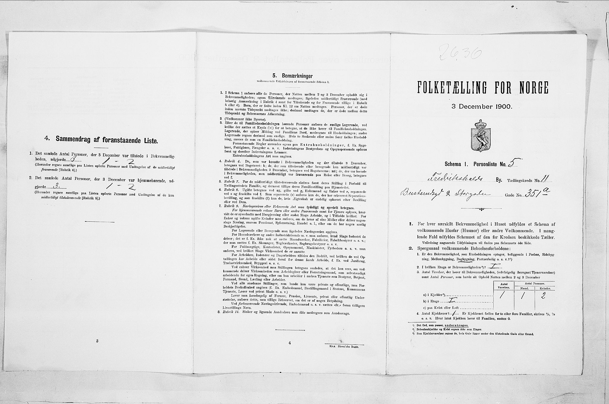 SAO, 1900 census for Fredrikshald, 1900