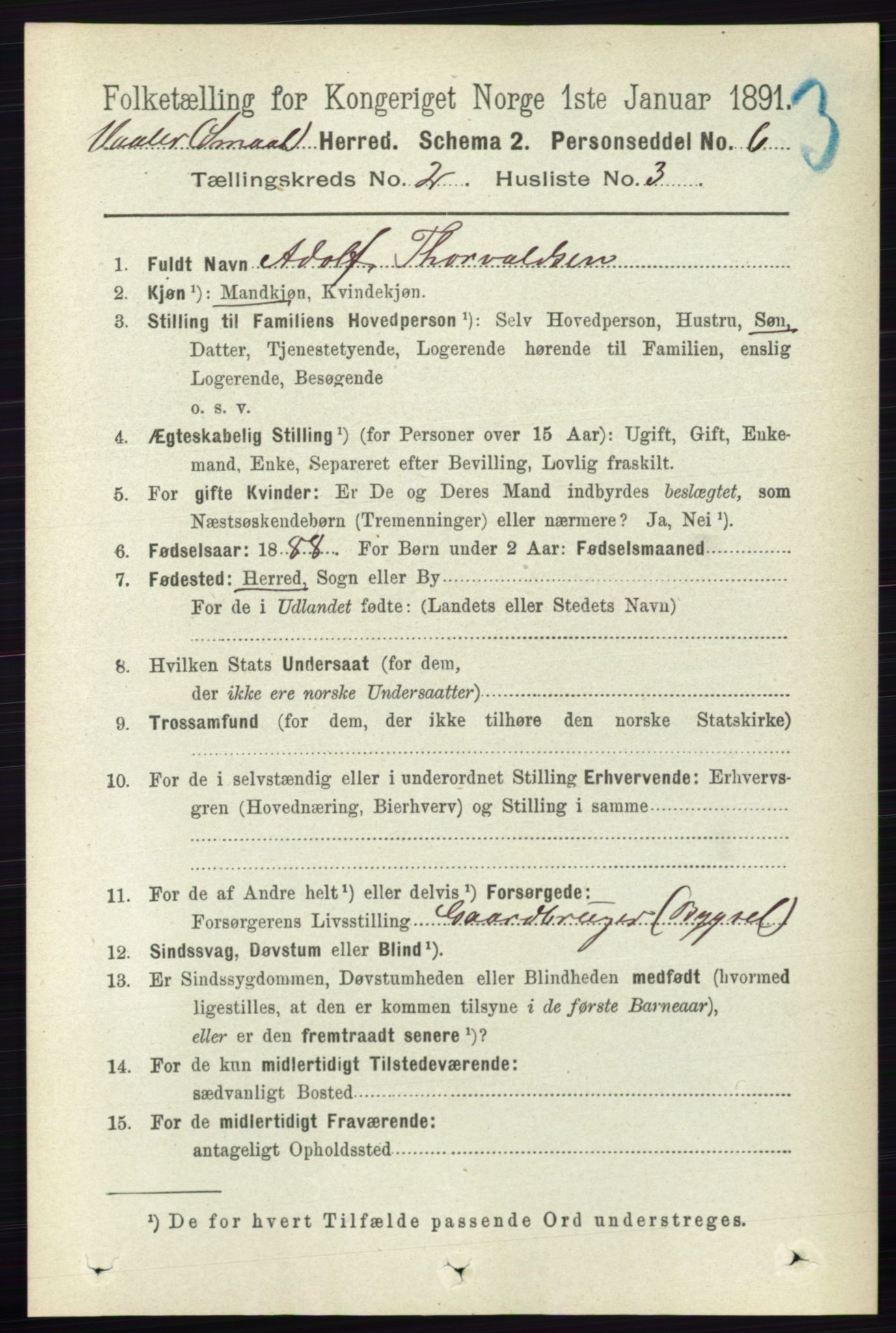 RA, 1891 census for 0137 Våler, 1891, p. 701