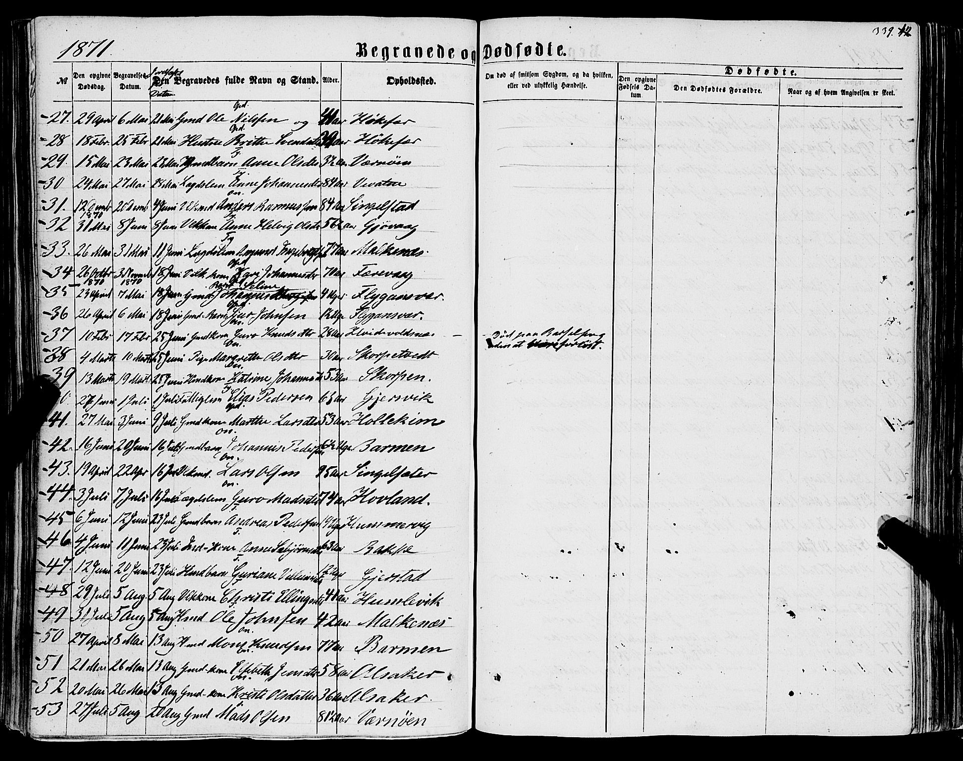 Tysnes sokneprestembete, AV/SAB-A-78601/H/Haa: Parish register (official) no. A 11, 1860-1871, p. 339