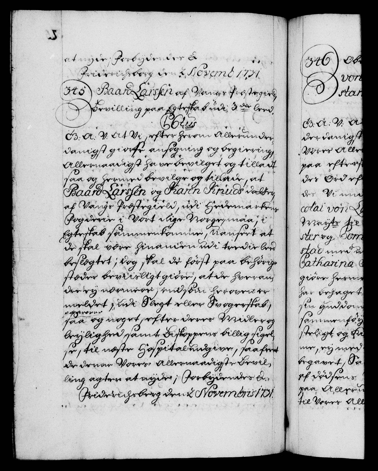 Danske Kanselli 1572-1799, AV/RA-EA-3023/F/Fc/Fca/Fcaa/L0027: Norske registre, 1730-1732, p. 325b