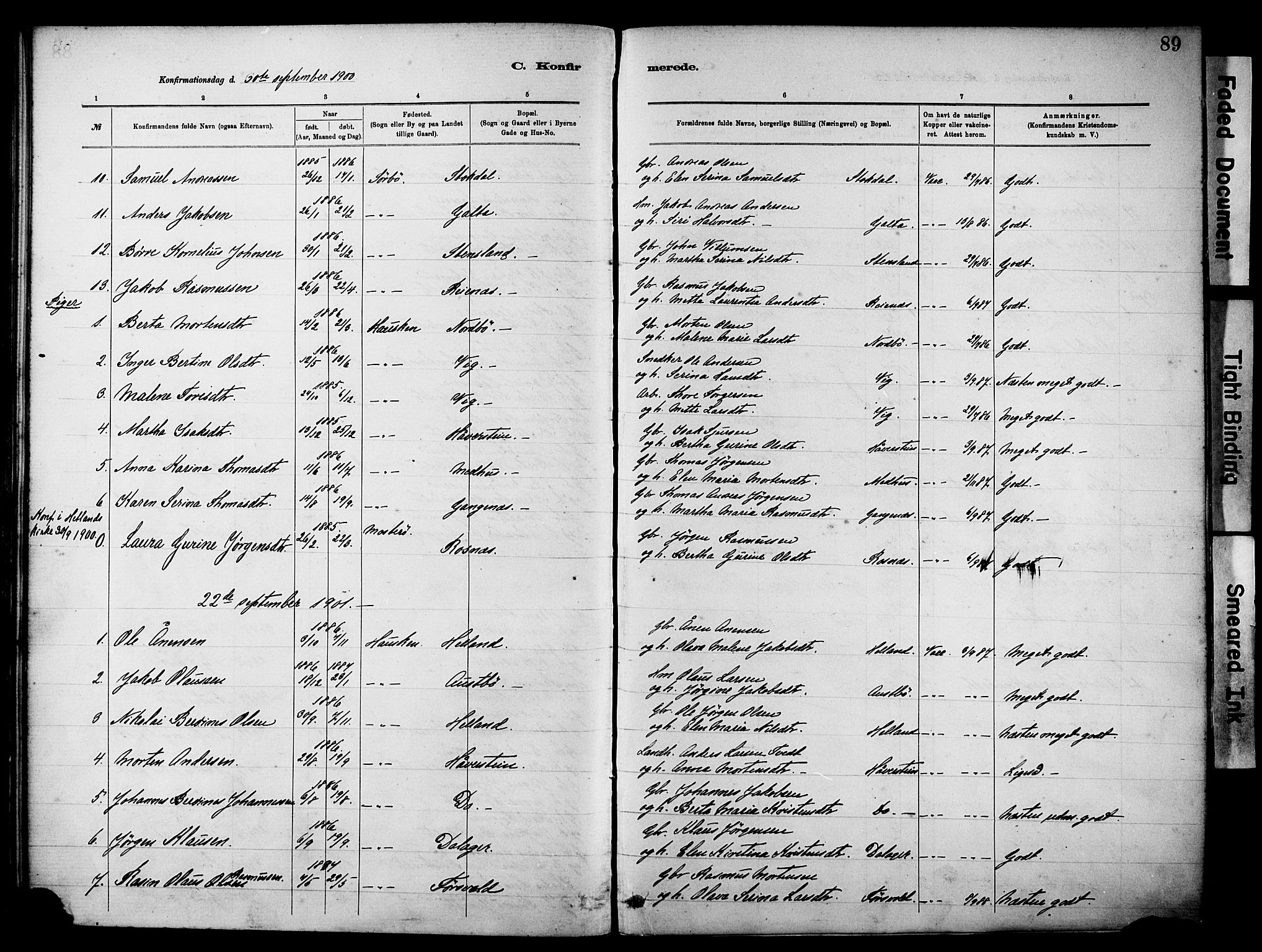 Rennesøy sokneprestkontor, SAST/A -101827/H/Ha/Haa/L0012: Parish register (official) no. A 13, 1885-1917, p. 89