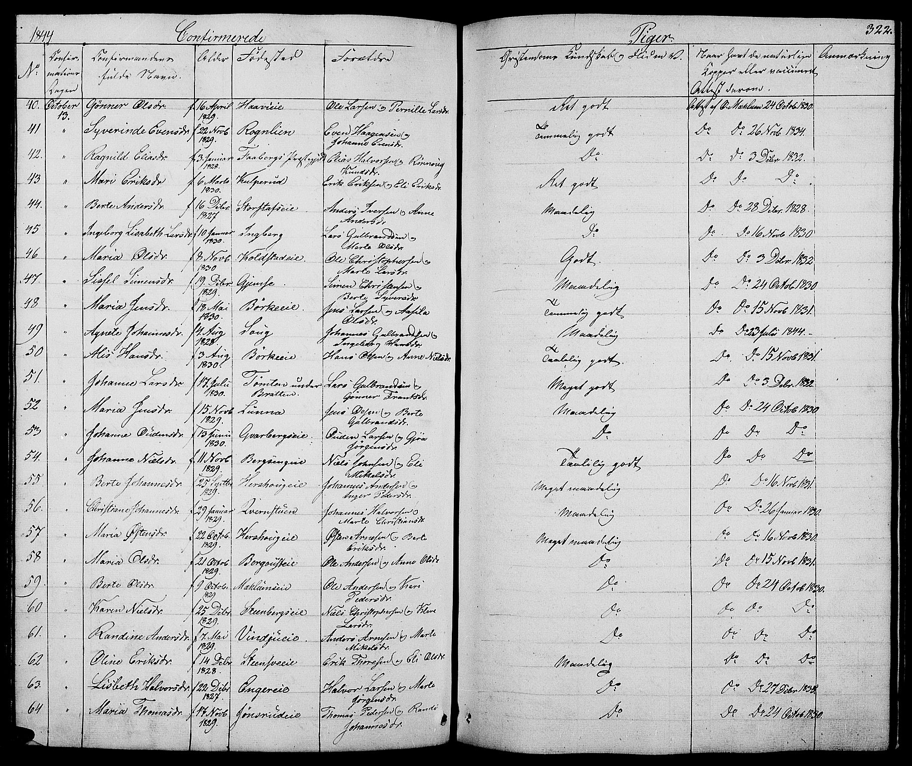 Ringsaker prestekontor, AV/SAH-PREST-014/L/La/L0005: Parish register (copy) no. 5, 1839-1850, p. 322