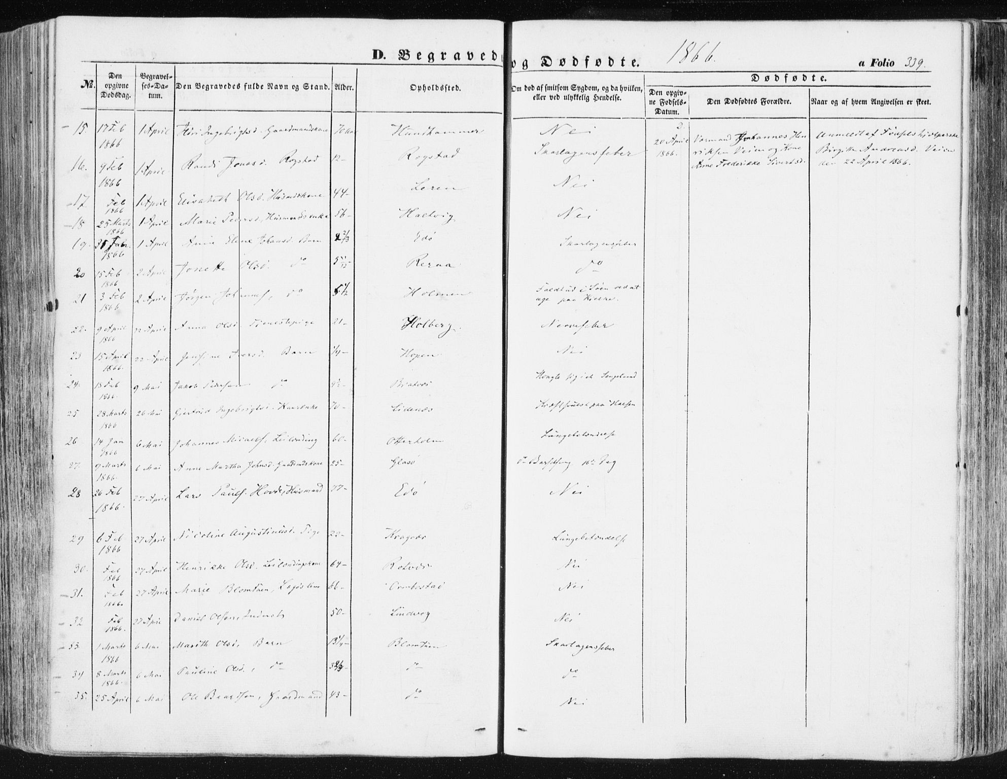 Ministerialprotokoller, klokkerbøker og fødselsregistre - Møre og Romsdal, AV/SAT-A-1454/581/L0937: Parish register (official) no. 581A05, 1853-1872, p. 339