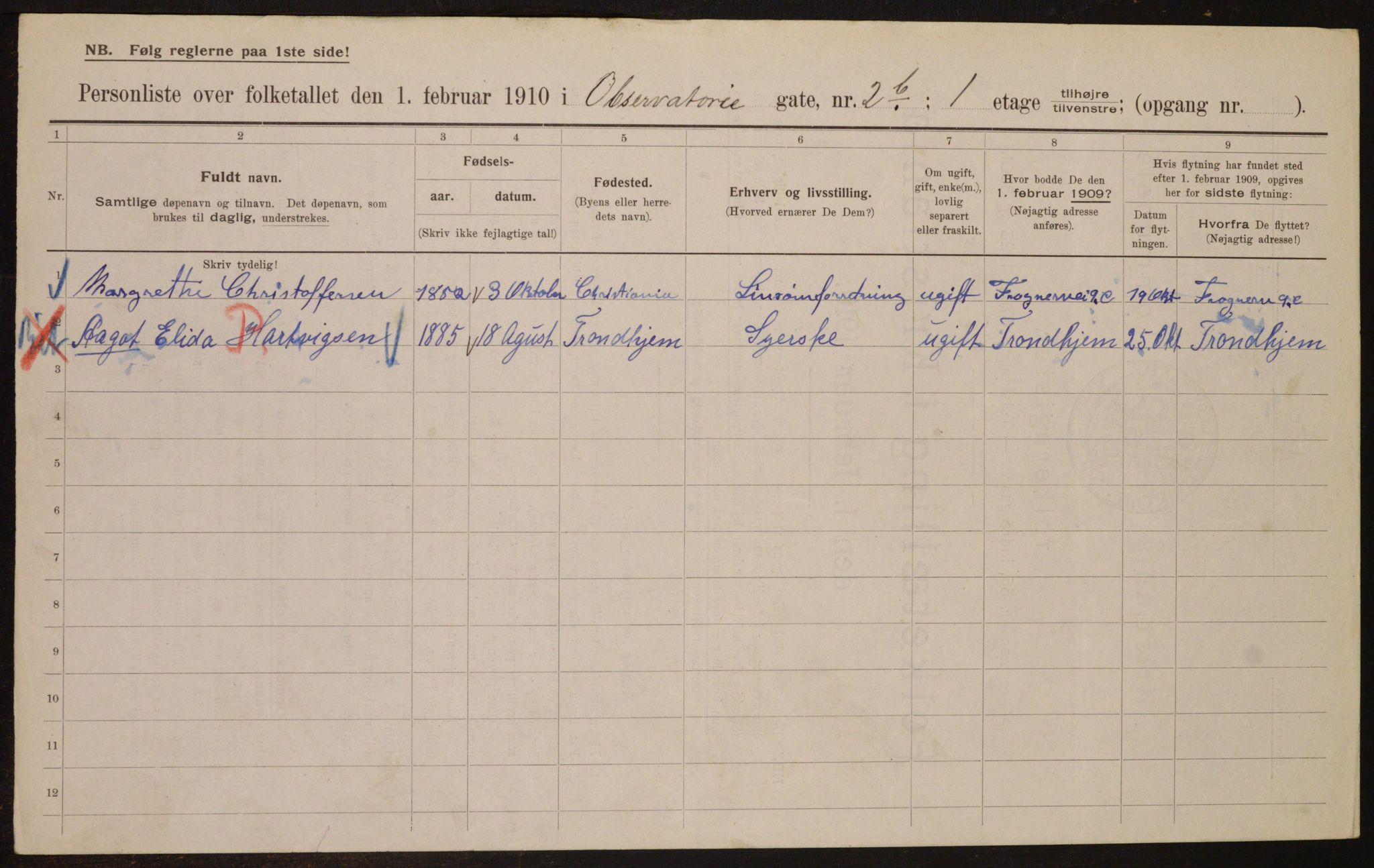 OBA, Municipal Census 1910 for Kristiania, 1910, p. 71601