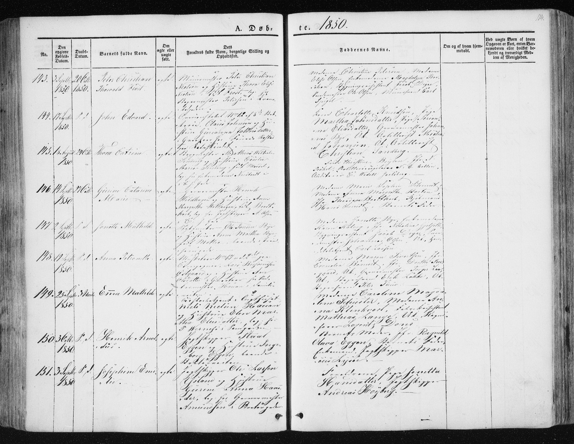 Ministerialprotokoller, klokkerbøker og fødselsregistre - Sør-Trøndelag, AV/SAT-A-1456/602/L0110: Parish register (official) no. 602A08, 1840-1854, p. 114