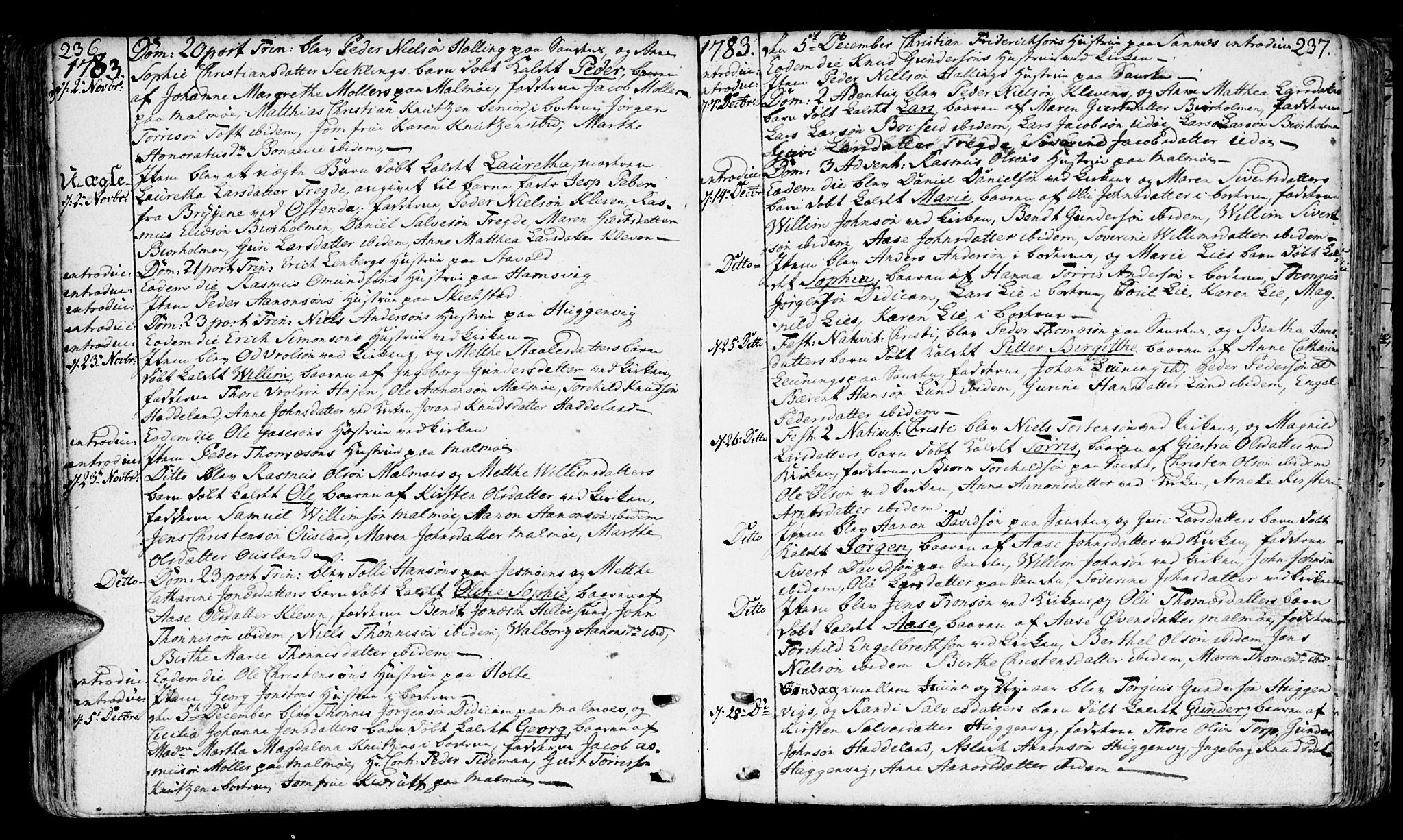 Mandal sokneprestkontor, SAK/1111-0030/F/Fa/Faa/L0003: Parish register (official) no. A 3, 1748-1794, p. 236-237