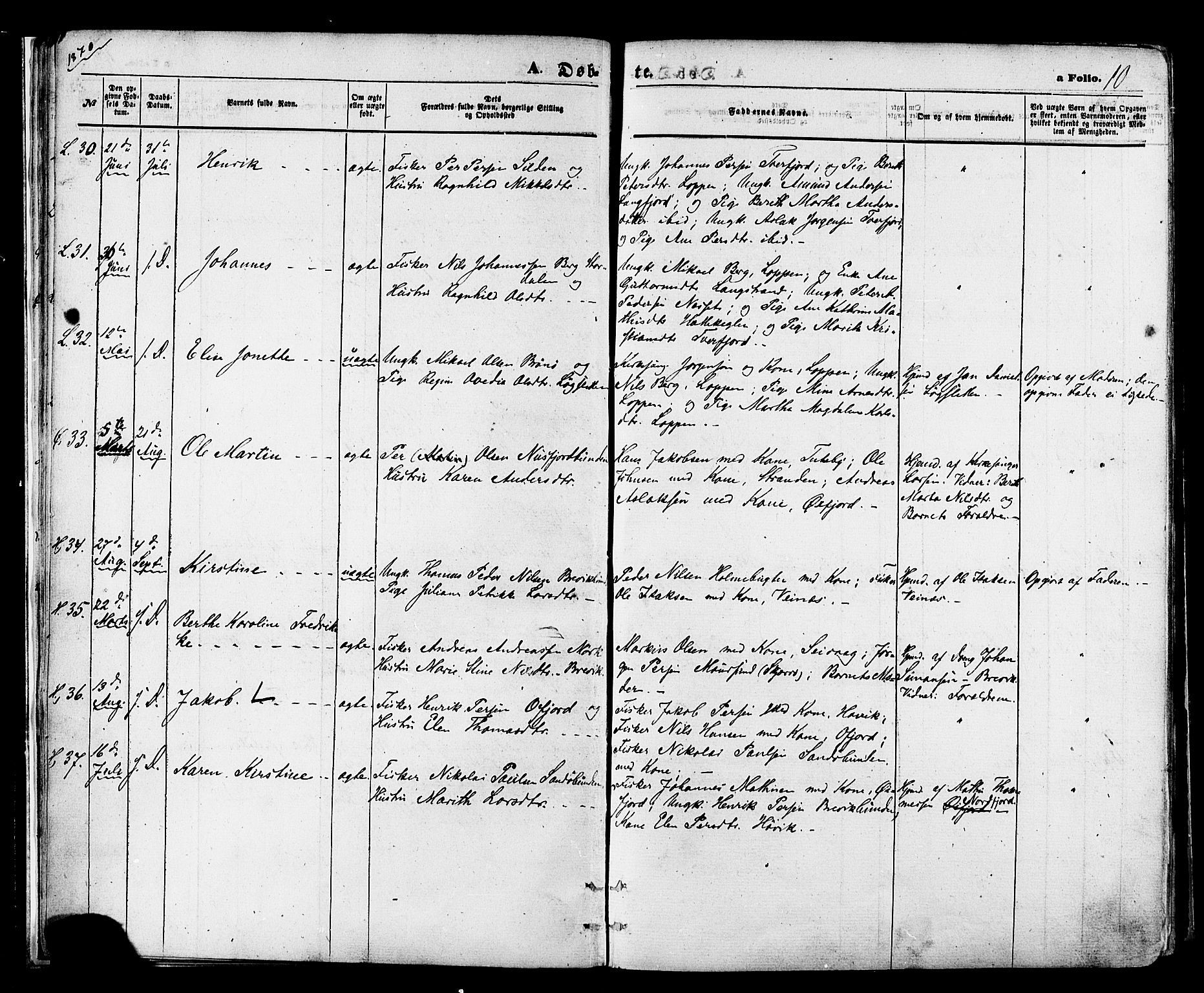 Loppa sokneprestkontor, SATØ/S-1339/H/Ha/L0005kirke: Parish register (official) no. 5, 1869-1878, p. 10