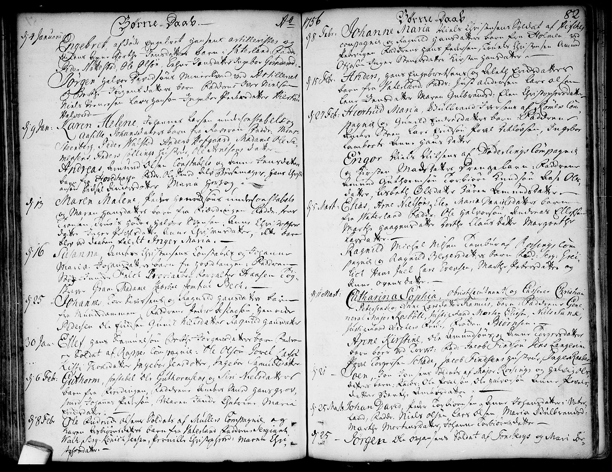 Garnisonsmenigheten Kirkebøker, SAO/A-10846/F/Fa/L0001: Parish register (official) no. 1, 1734-1756, p. 82