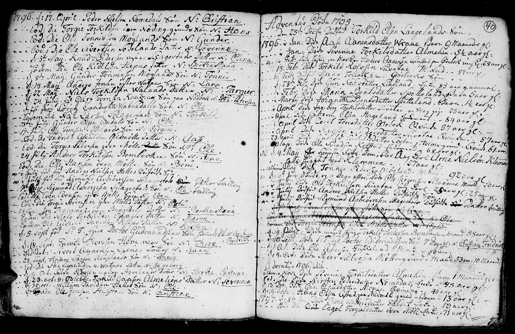 Holum sokneprestkontor, AV/SAK-1111-0022/F/Fb/Fba/L0001: Parish register (copy) no. B 1 /1, 1770-1820, p. 40